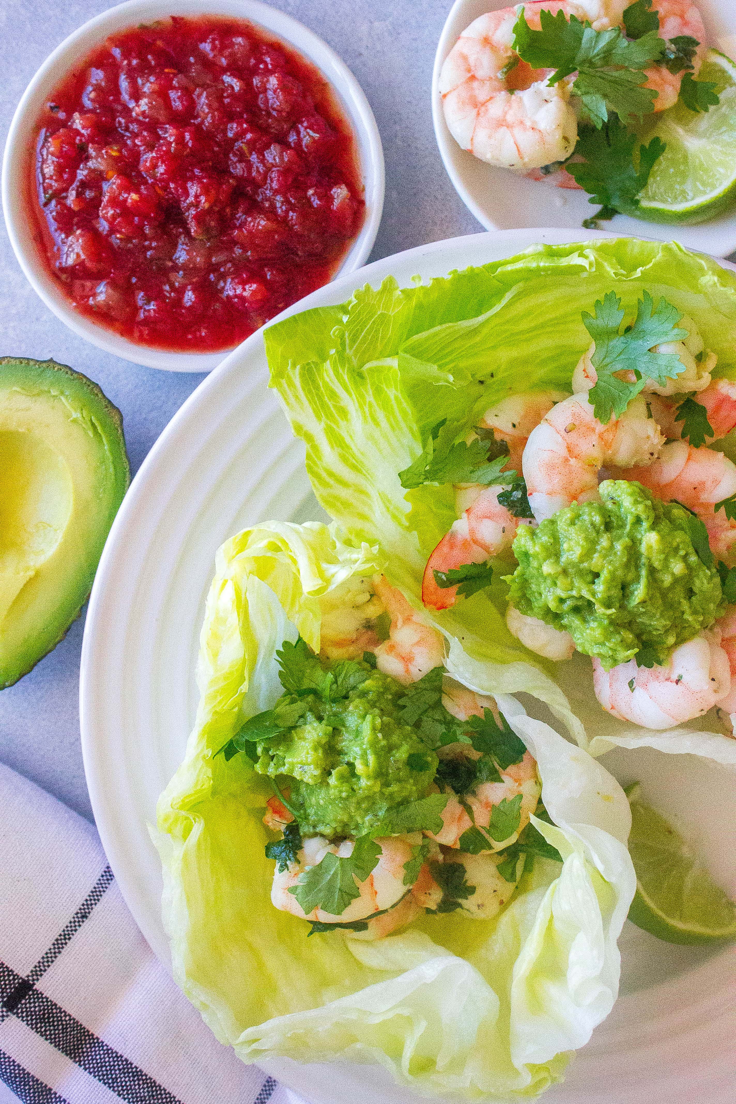 Cilantro Lime Shrimp Lettuce Wraps