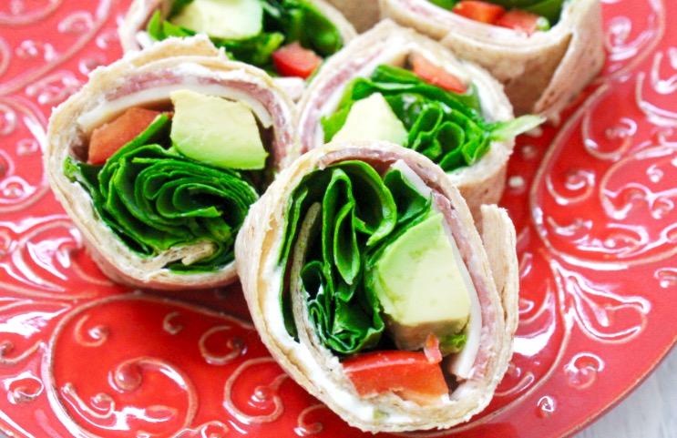 Spinach and Salami Lunch Roll Ups