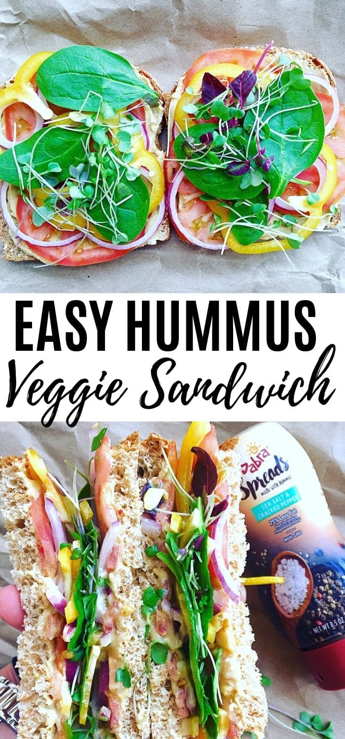 Easy hummus veggie sandwich