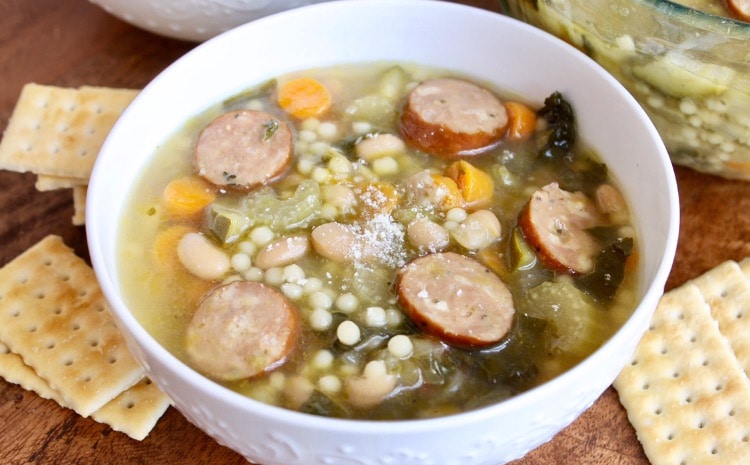 Crock Pot Sausage, Spinach and Bean Soup