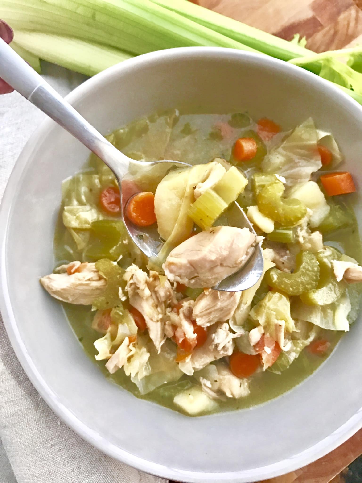 Roasted Cabbage and Chicken Fall Soup