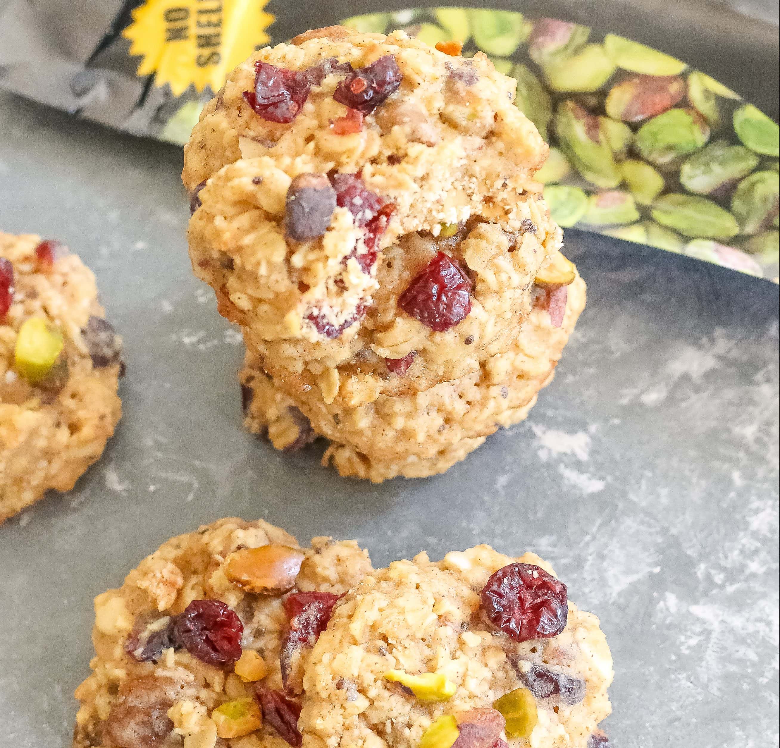 Healthy Oatmeal Cranberry Pistachio Cookies