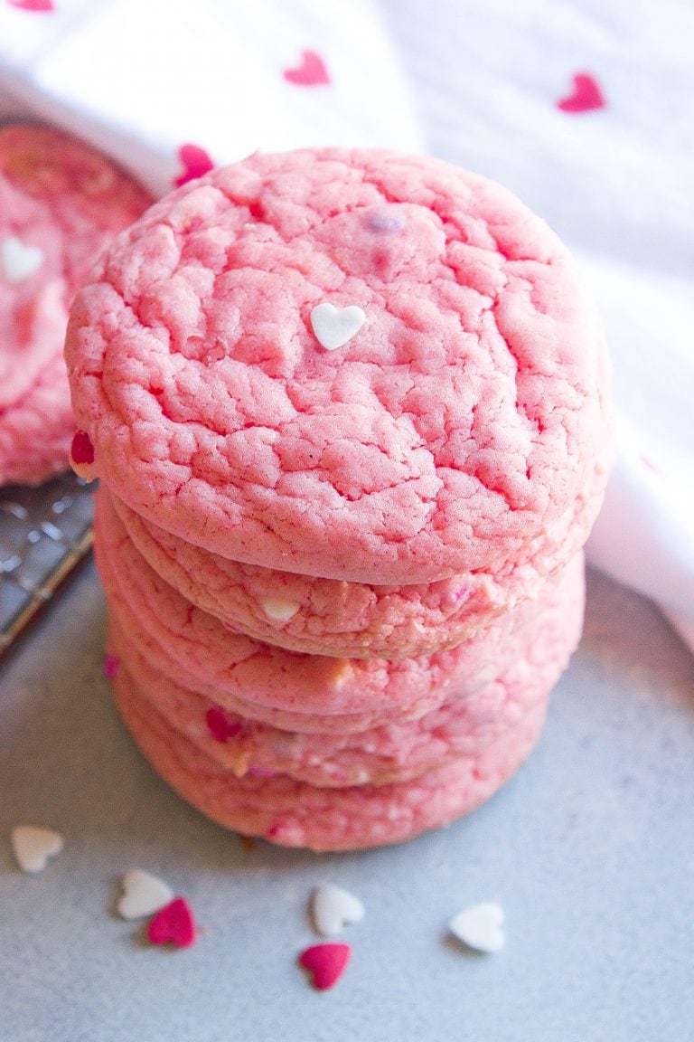 Valentine's Day Cake Mix Cookies 