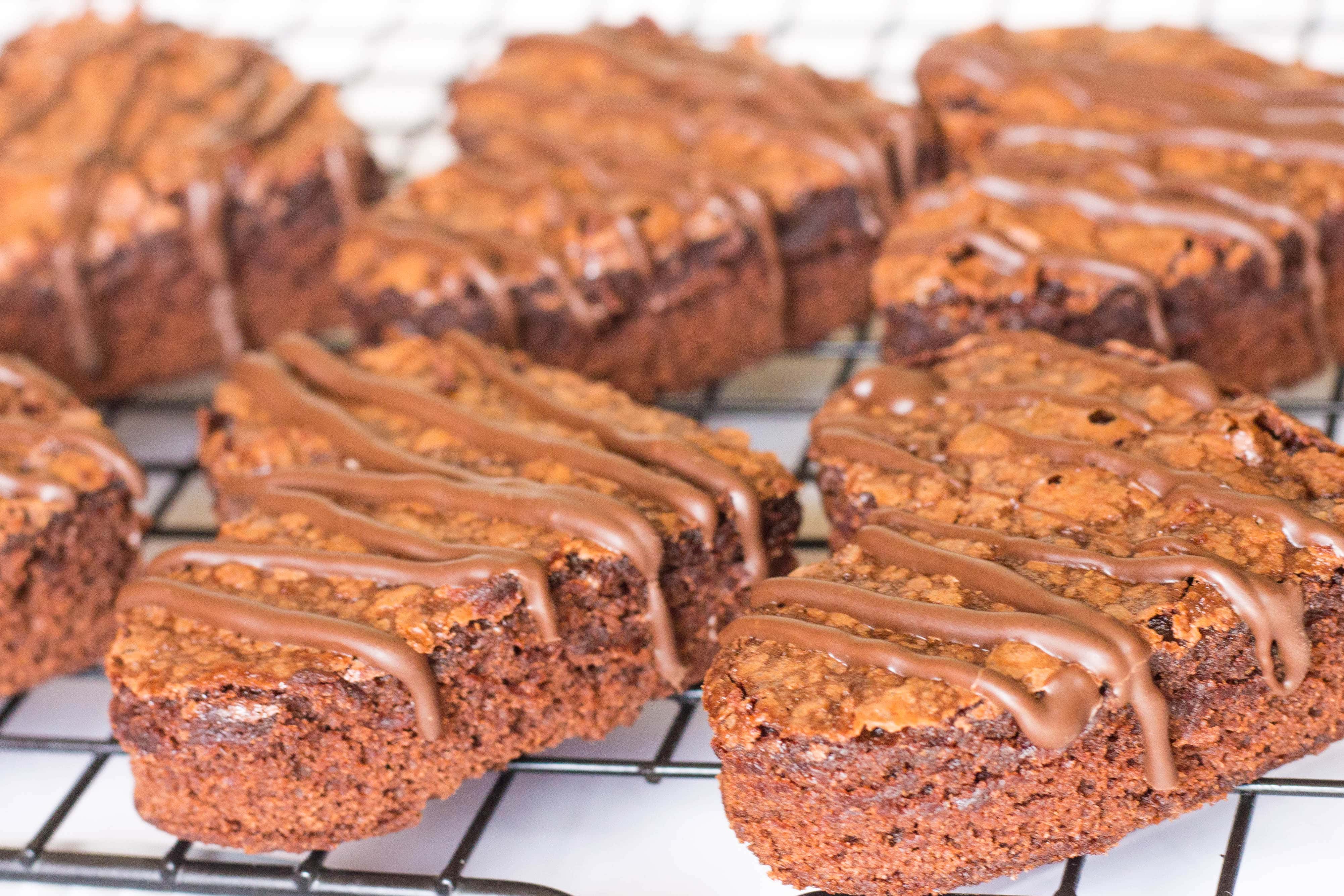 Heart Shaped Brownies with a drizzle of chocolate