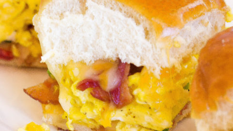 Cheesy Bacon Egg Breakfast Sliders - Julie's Eats & Treats ®