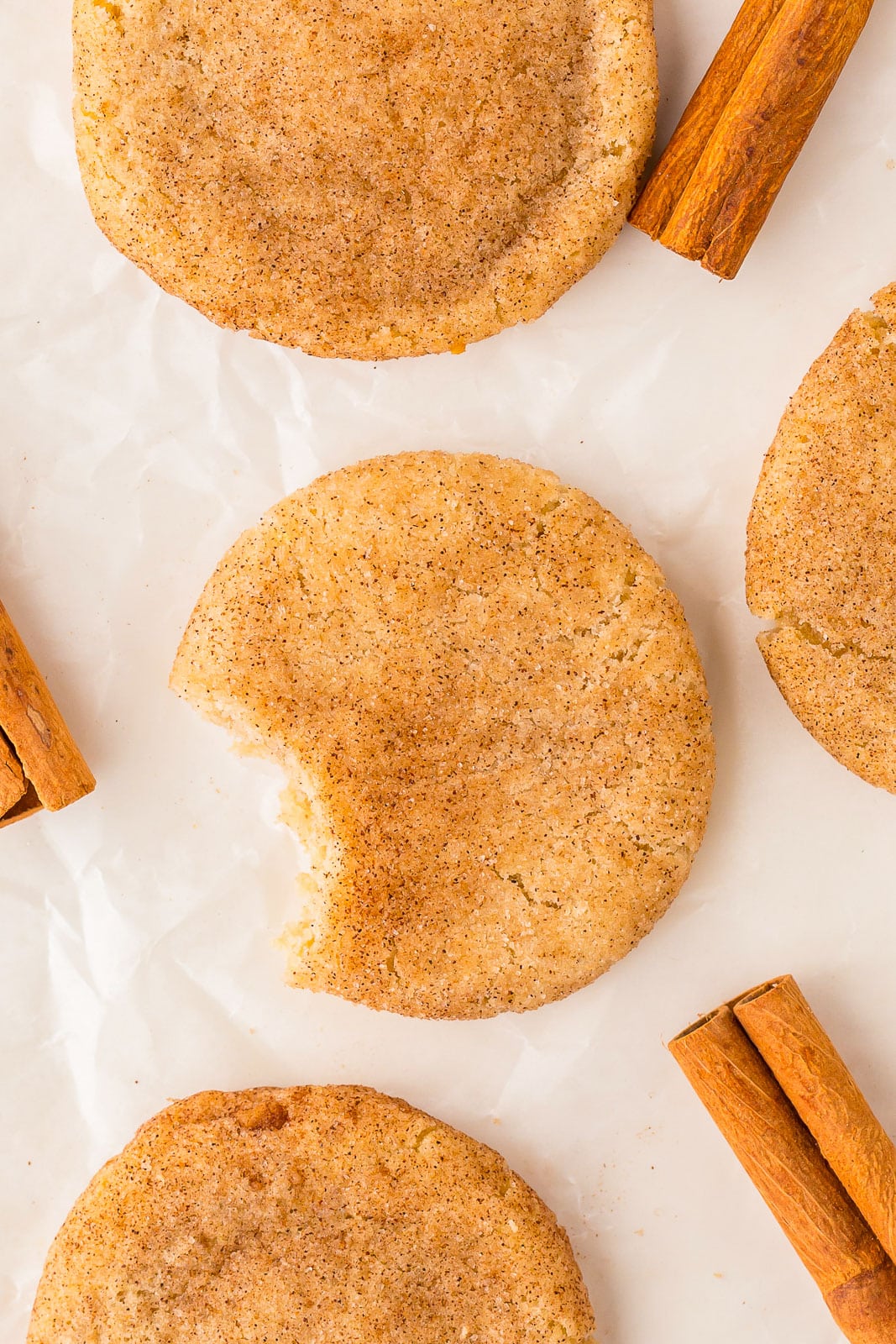 Bite of a buttery snickerdoodle.