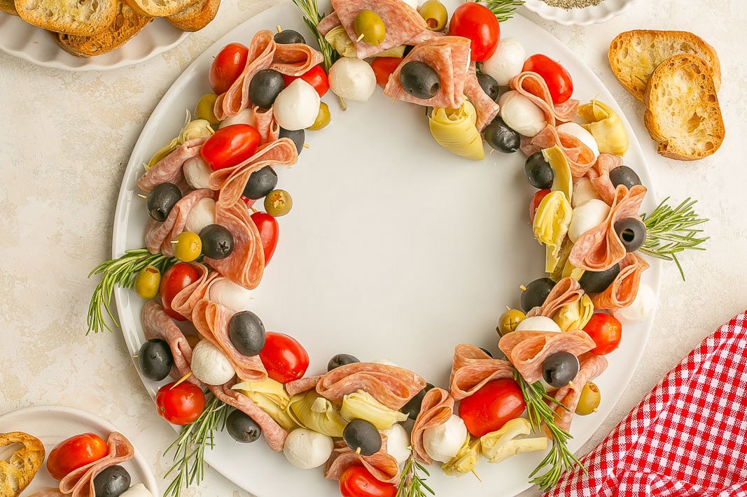 Birds eye view of Christmas Wreath.