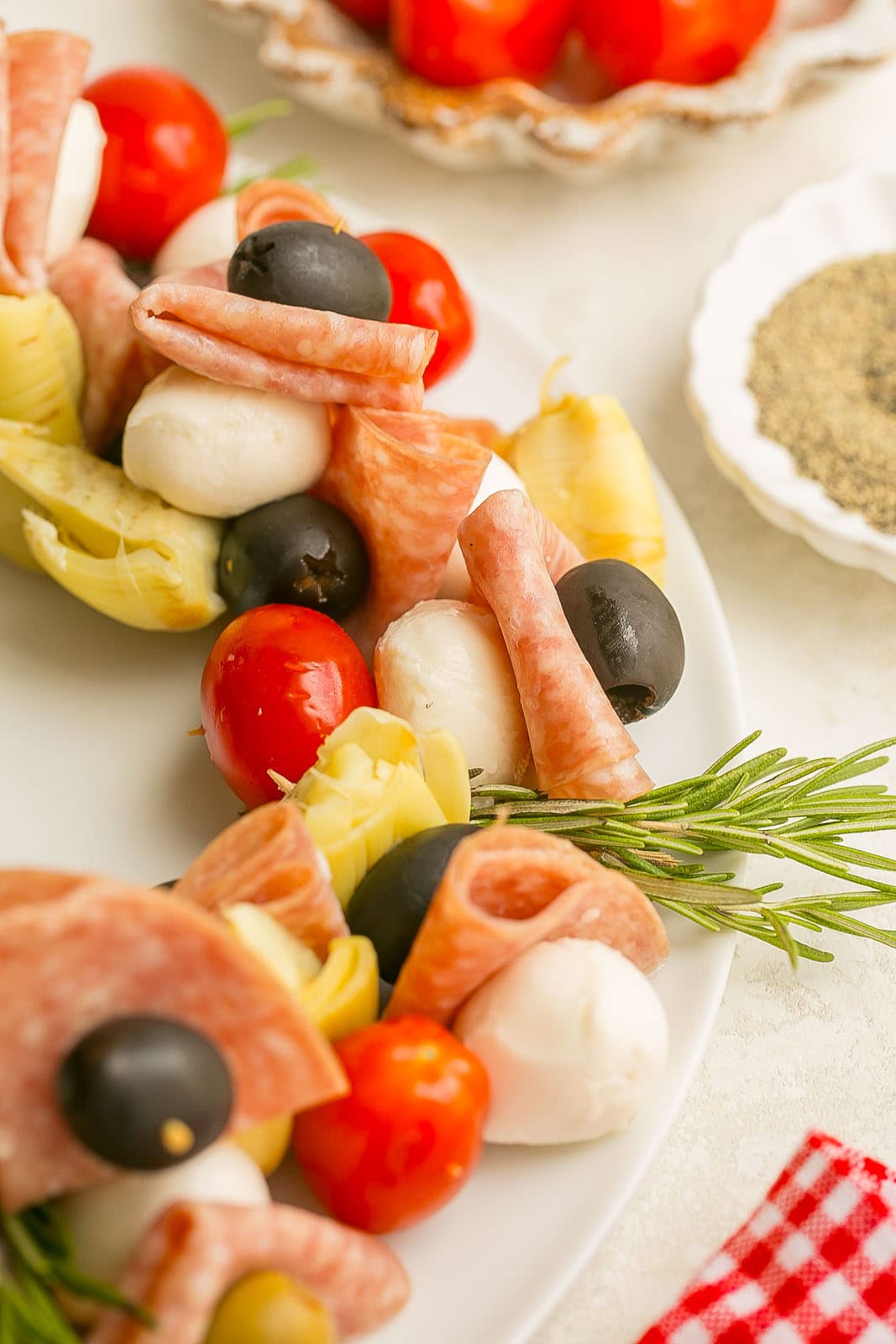 Side view of Antipasto Wreath.