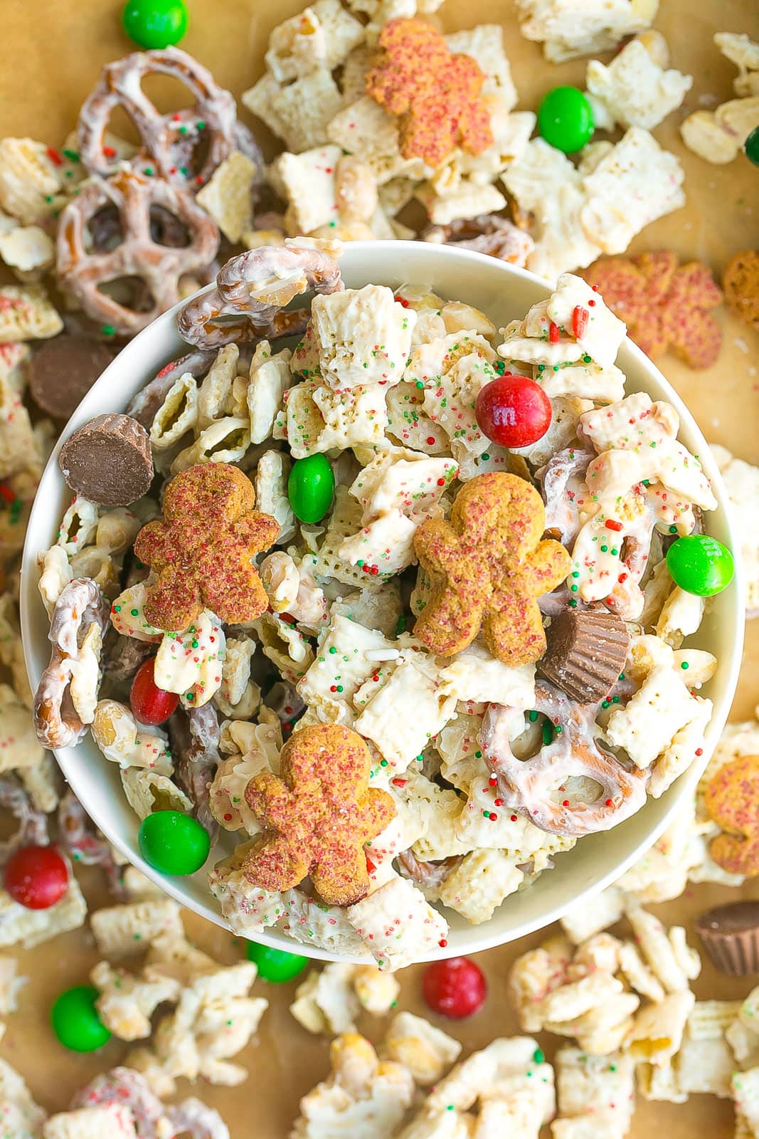 Bowl full of Reindeer Chow Mix.