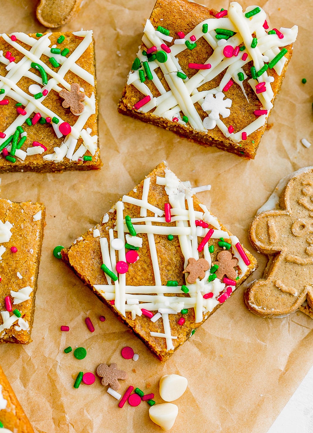 White chocolate drizzled cookie bars.