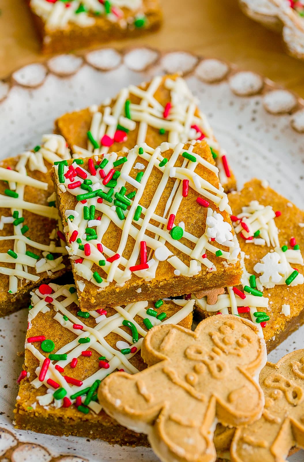 Gingerbread cookie on a plate.