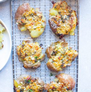 Garlic Parmesan Smashed Potatoes - Kathryn's Kitchen