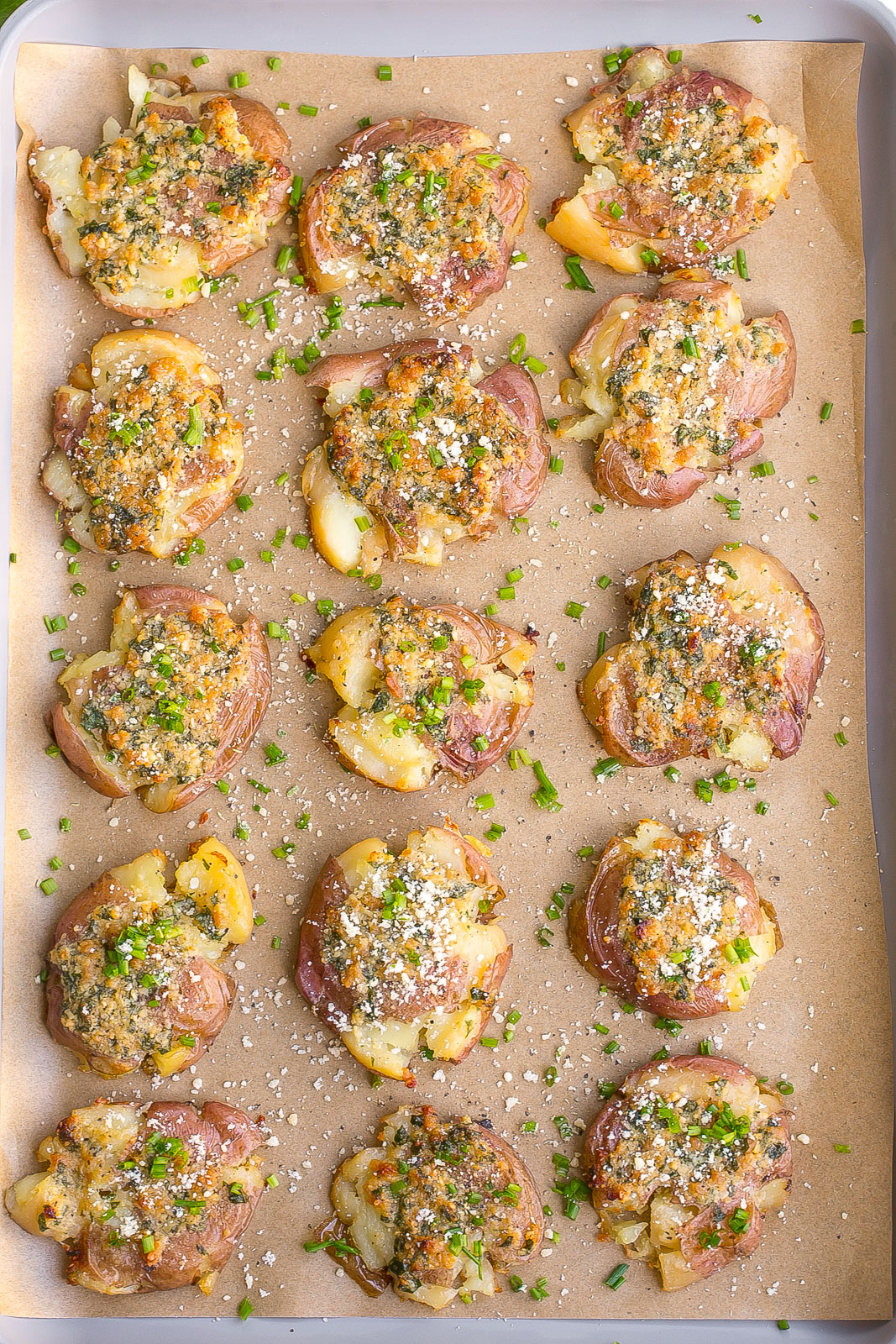 Garlic Parmesan Smashed Potatoes