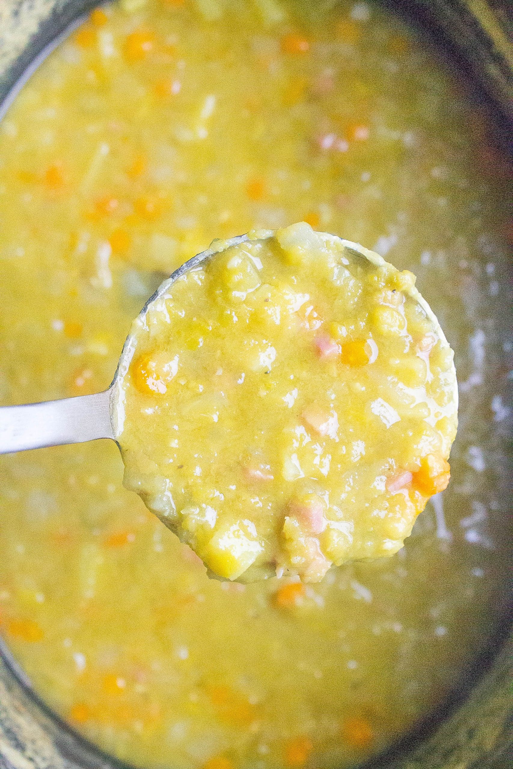ladle of split pea soup