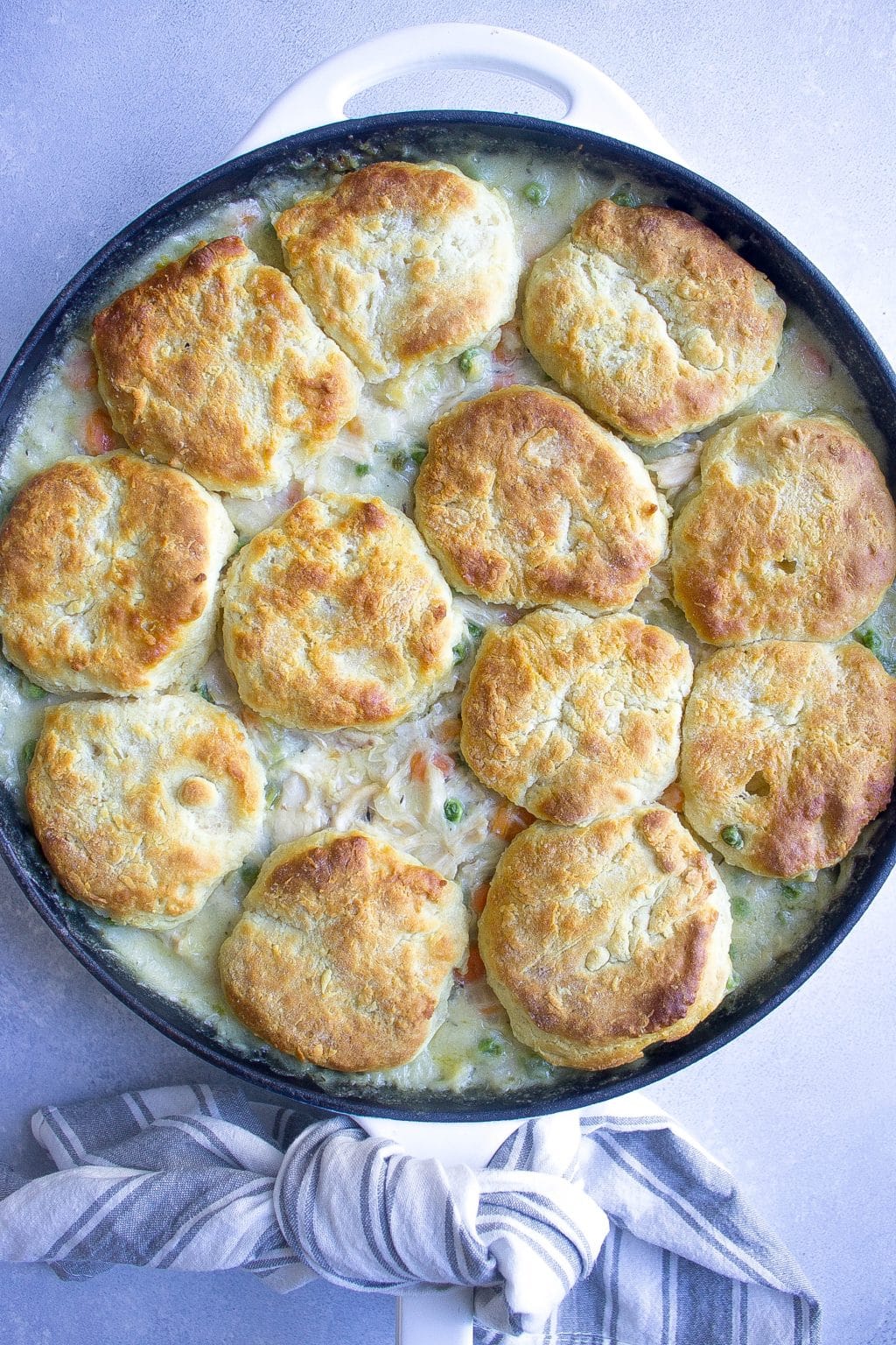 Skillet Chicken Pot Pie with Biscuits - Kathryn's Kitchen