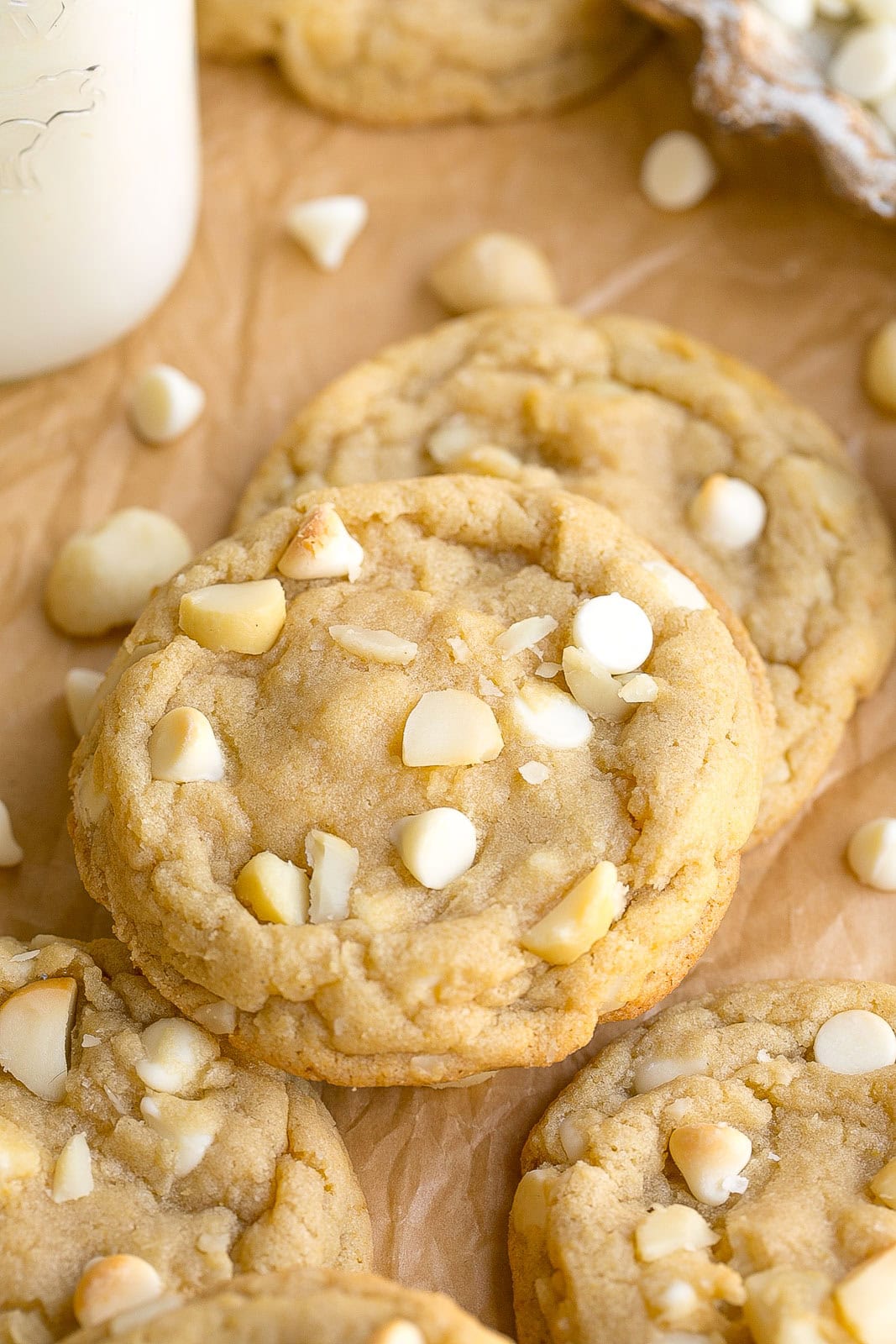 Jumbo White Chocolate Macadamia Nut Cookies.