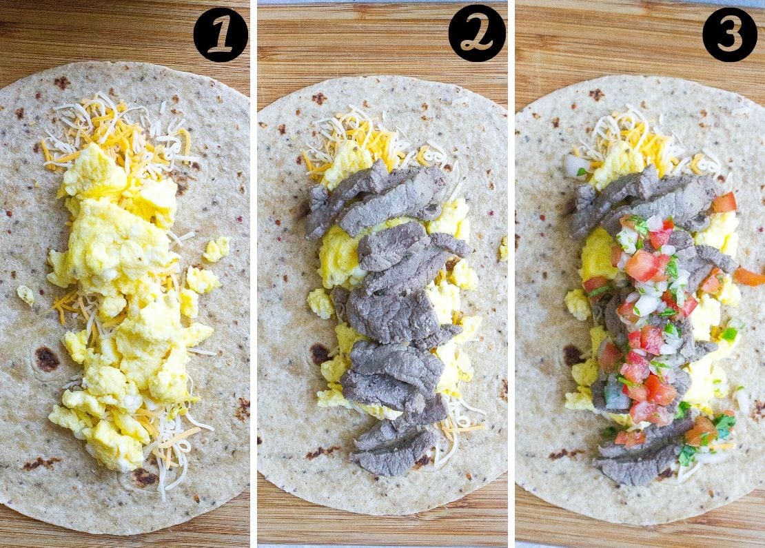 Steak and Egg Breakfast Burritos steps