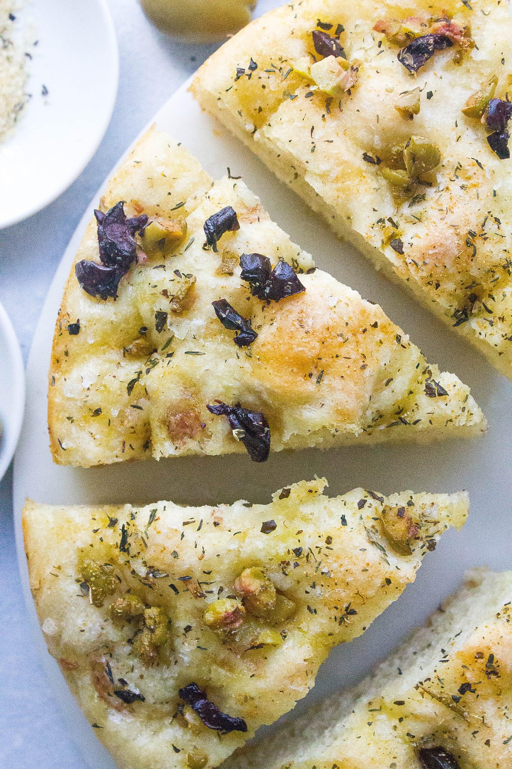 Olive and Herb Focaccia sliced