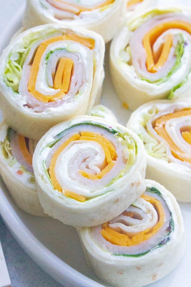 Turkey Roll Ups Recipe- with Cheddar Cheese (Pinwheels)