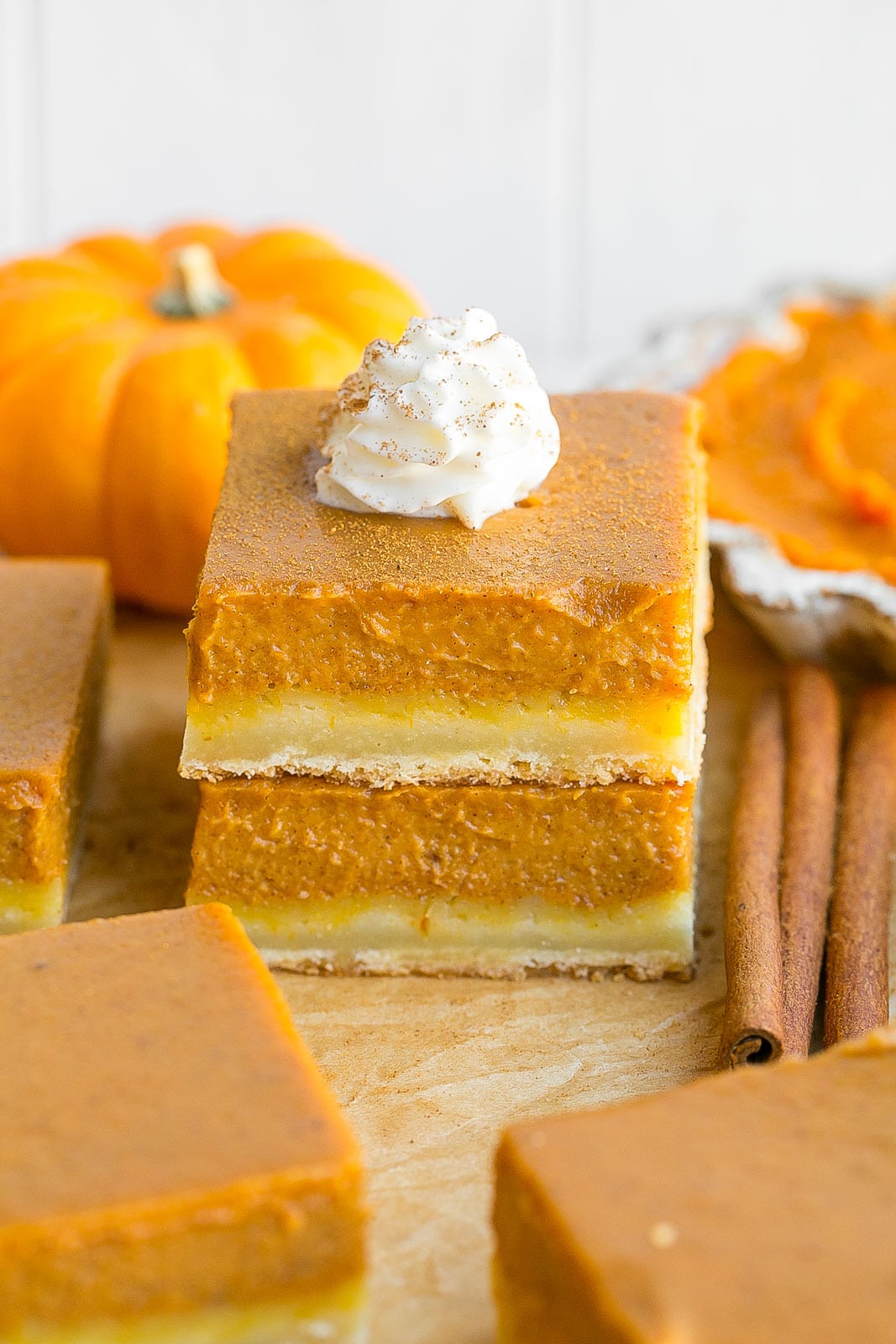 Pumpkin Pie Bars with Shortbread Crust.