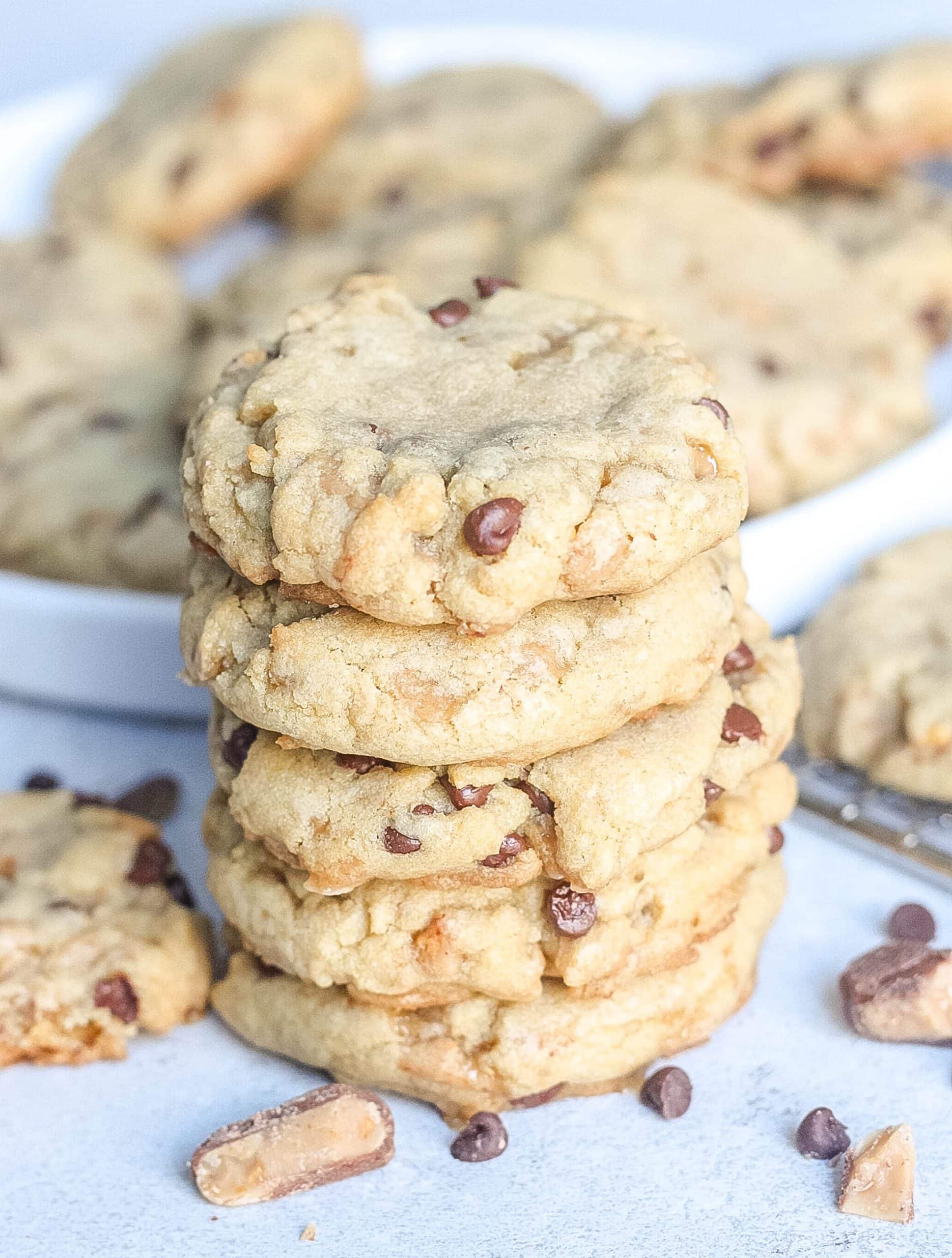 Tall stack of Toffee Cookies
