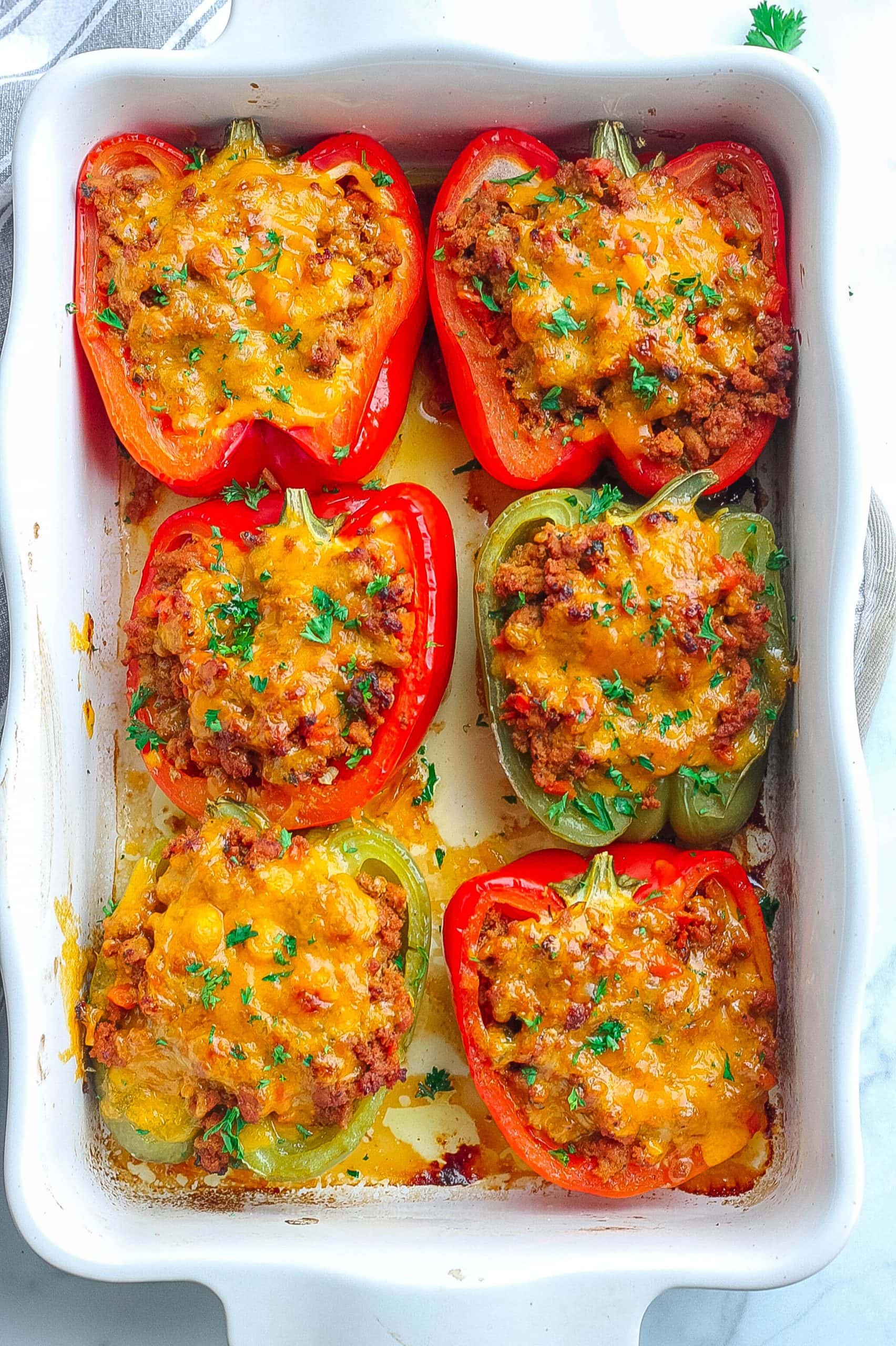 sloppy joe stuffed bell peppers with cheese