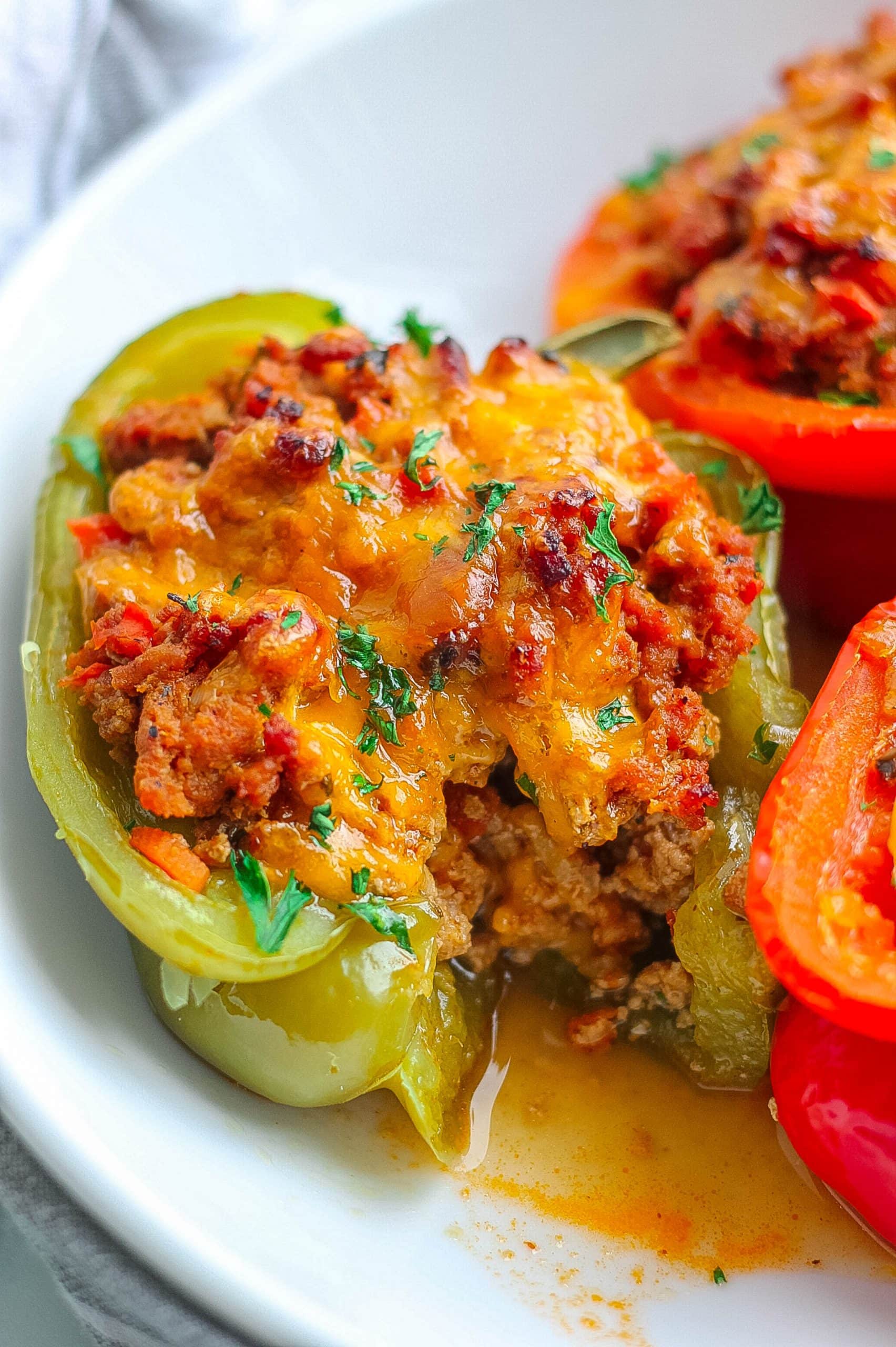 how to make low-carb stuffed peppers with sloppy joes filling