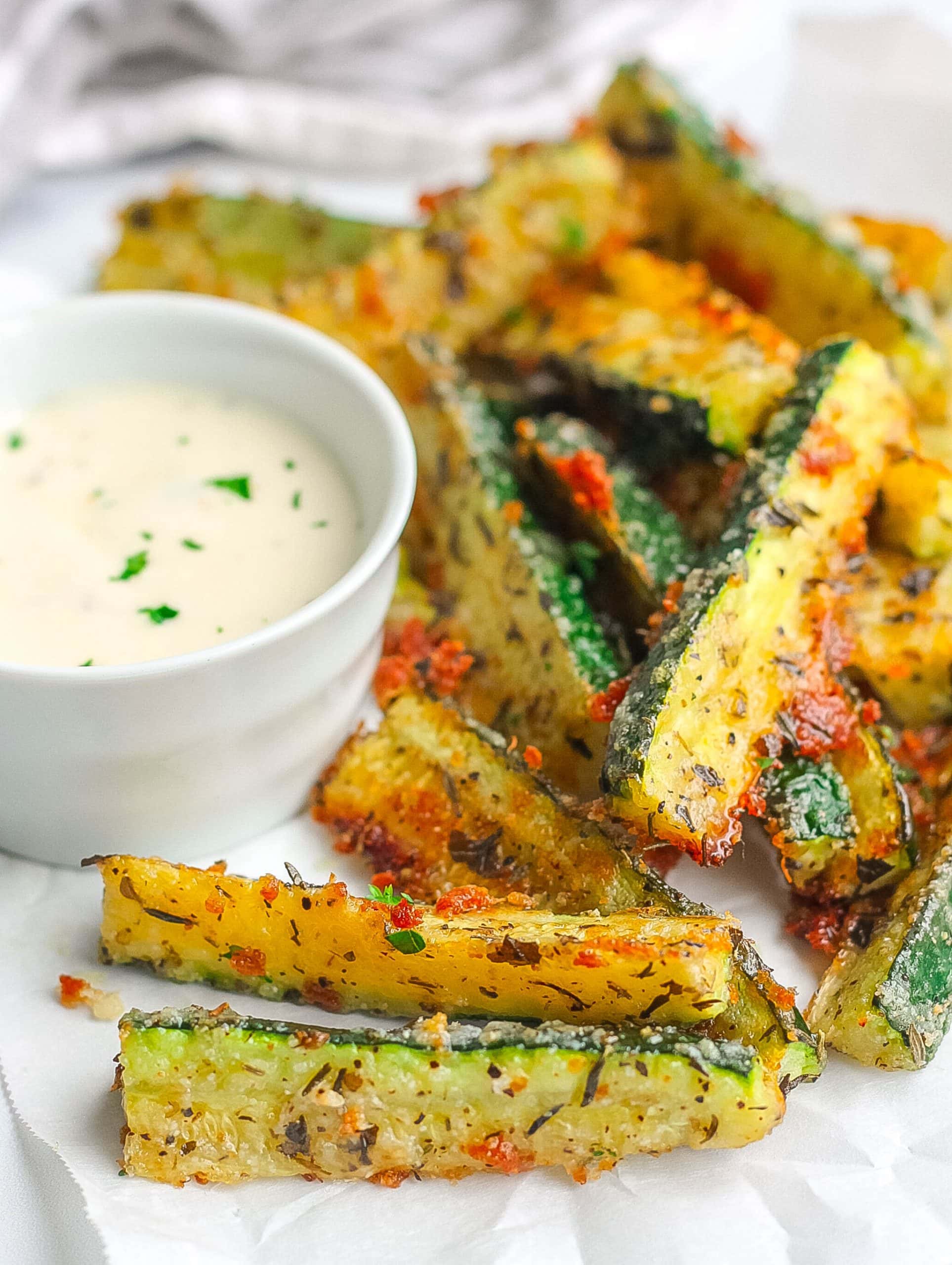 parmesan zucchini fries with dipping sauce