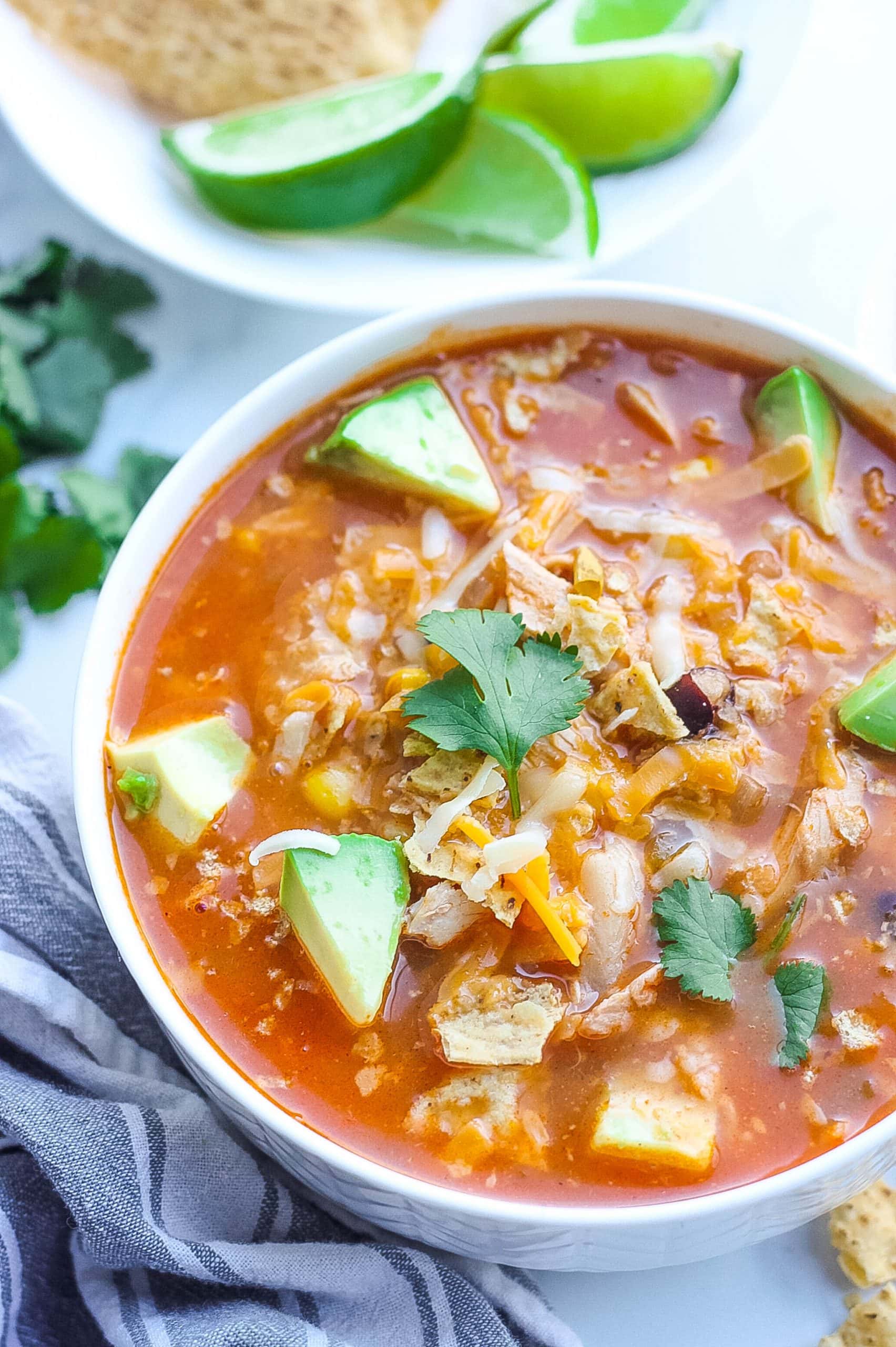 Healthy Chicken Tortilla Soup 30 Minute Recipe Kathryn s Kitchen