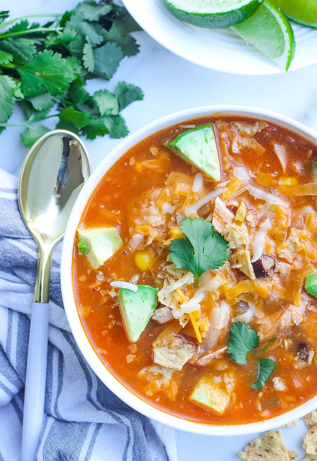 Healthy Chicken Tortilla Soup (30 minute recipe)- Kathryn's Kitchen