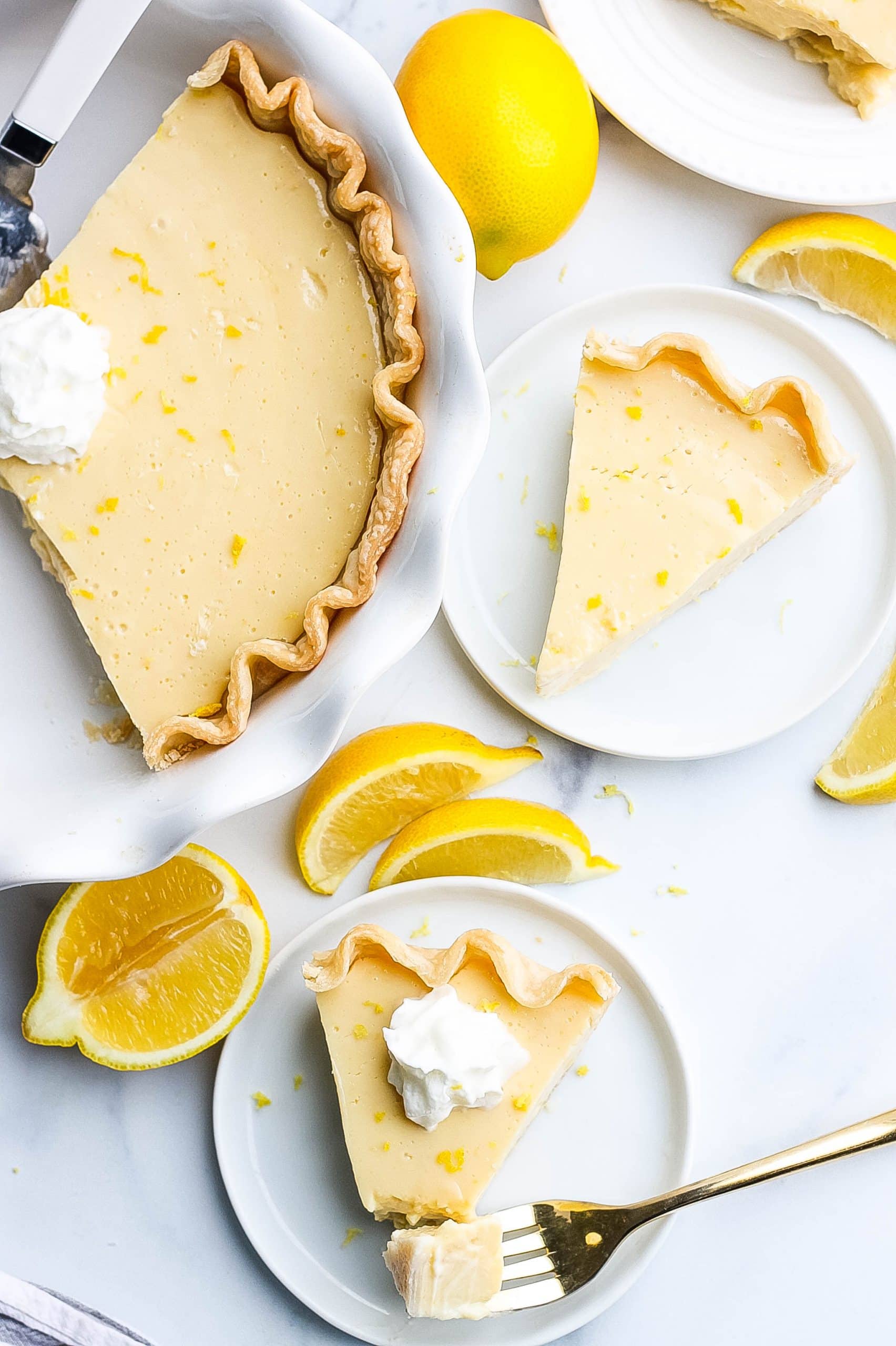 slices of pie and fresh lemons