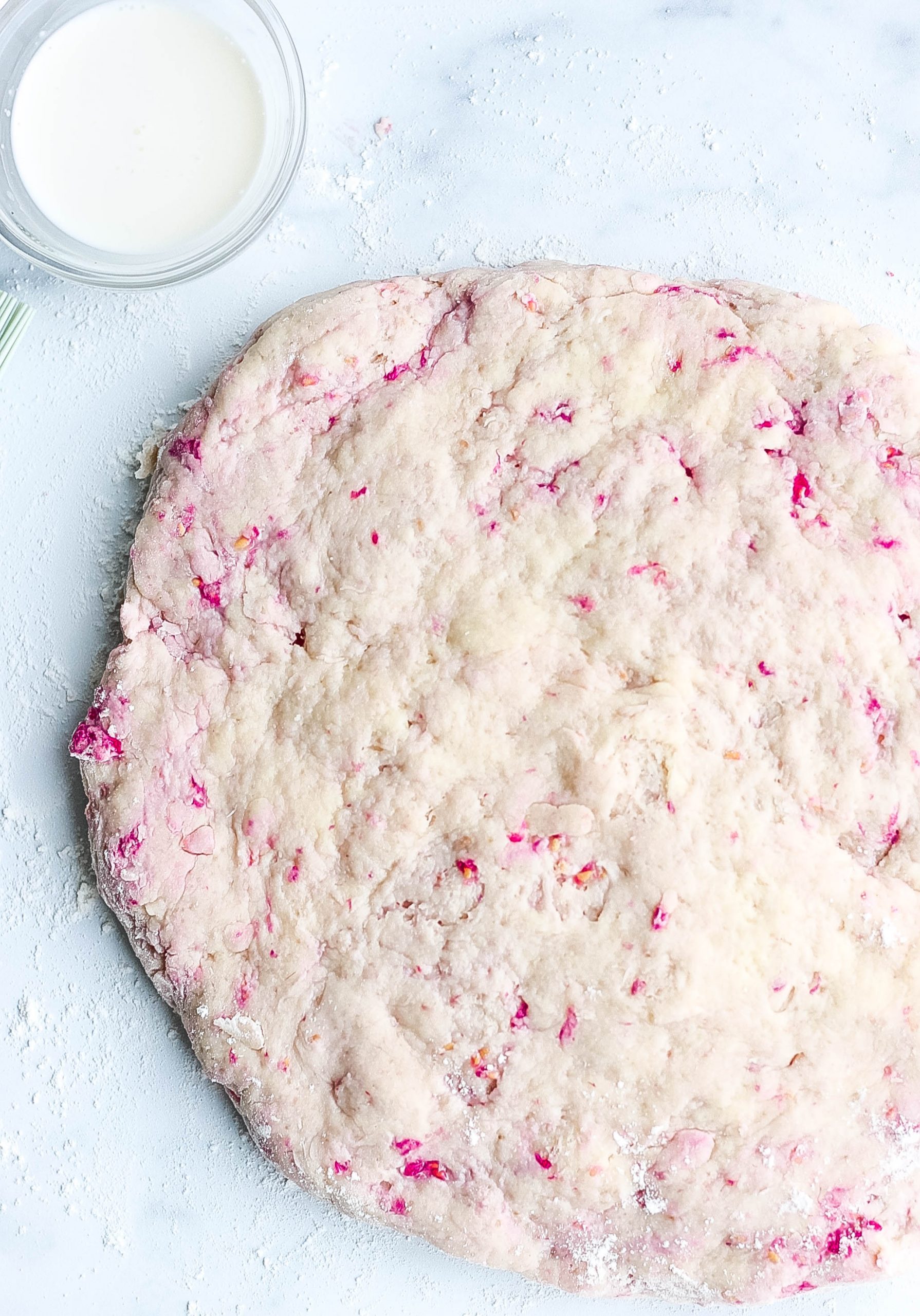 dough with raspberries