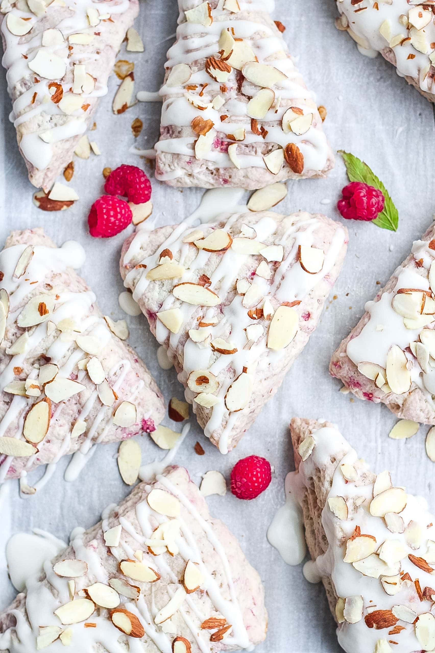 scones with raspberries and almonds