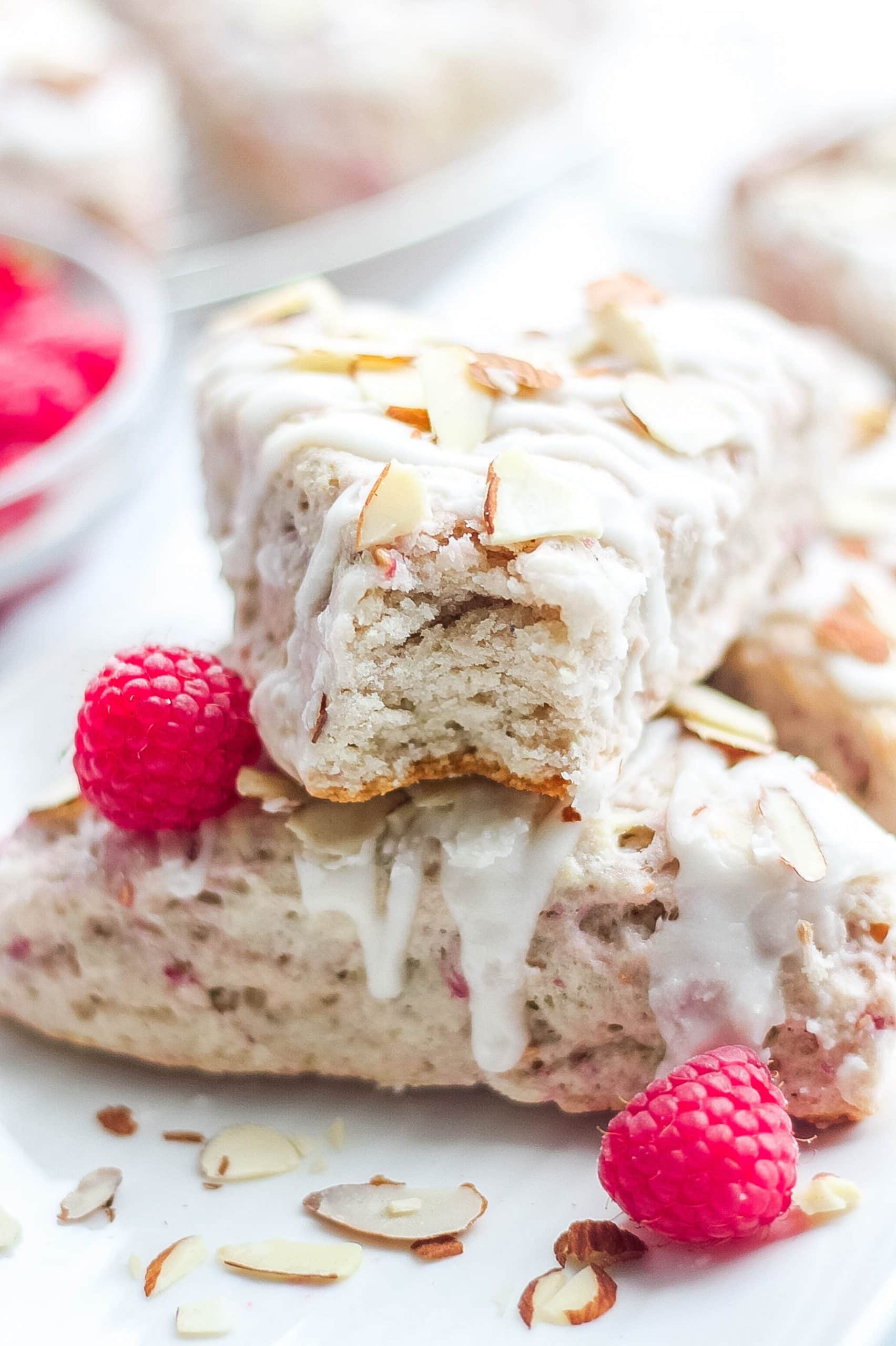 raspberry scones with almond glaze