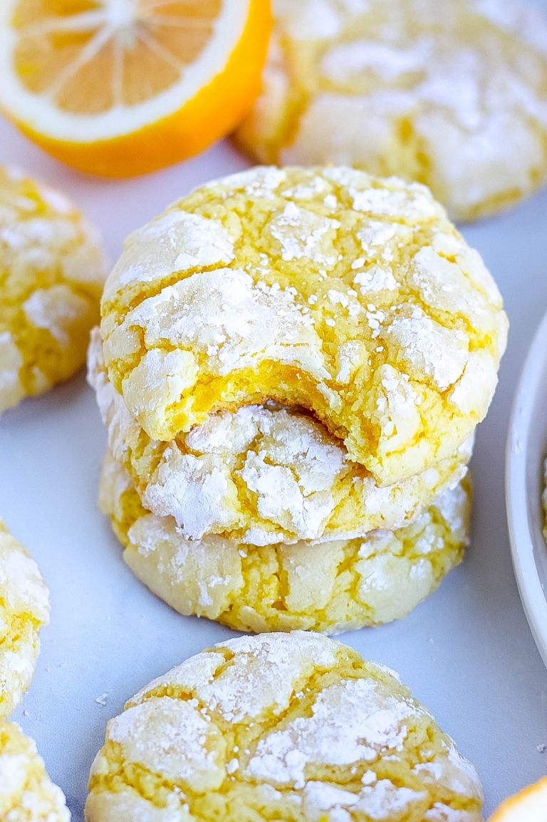 Cake Mix Lemon Crinkle Cookies (5 ingredient recipe)- Kathryn's Kitchen