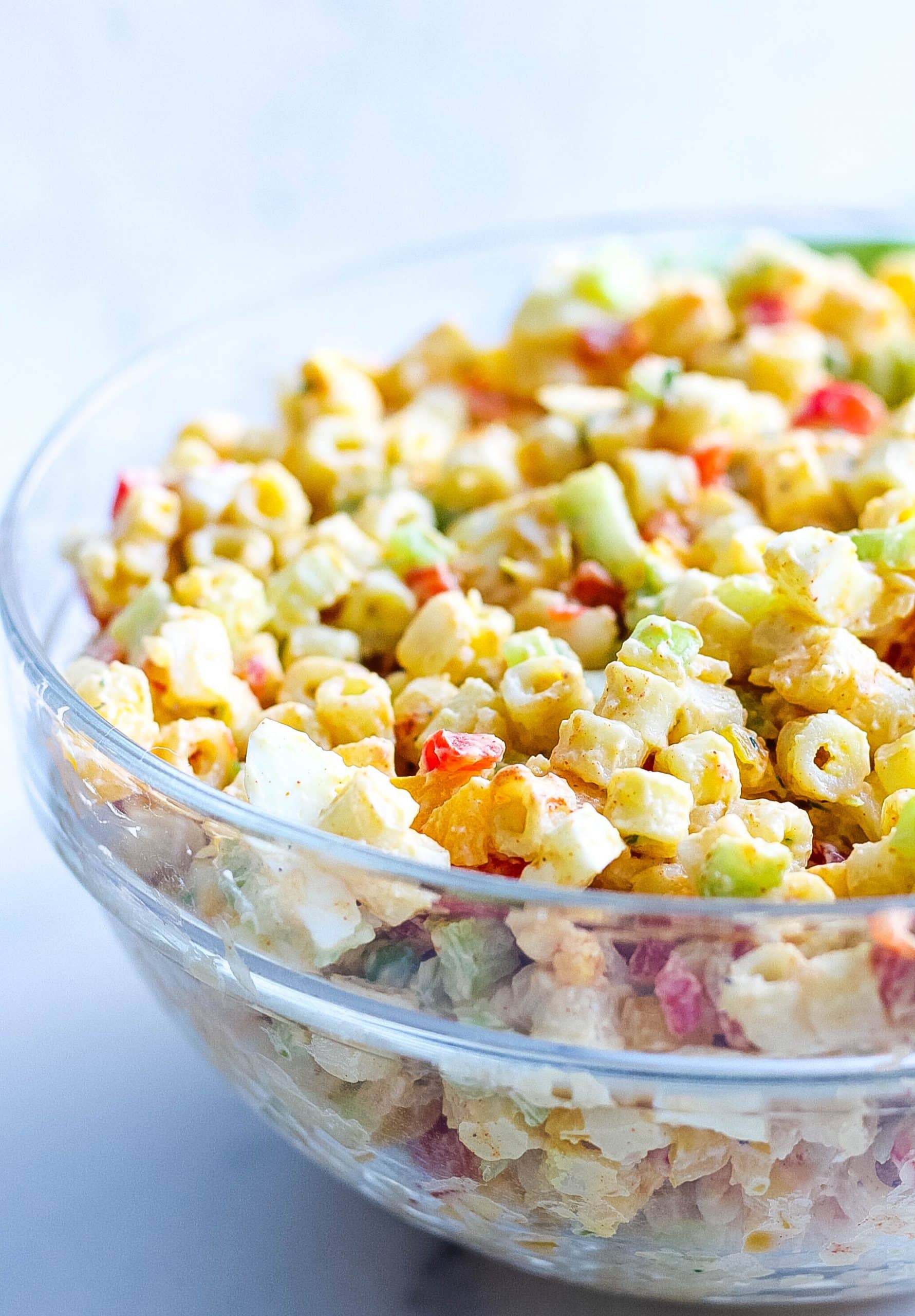 healthy macaroni salad in bowl