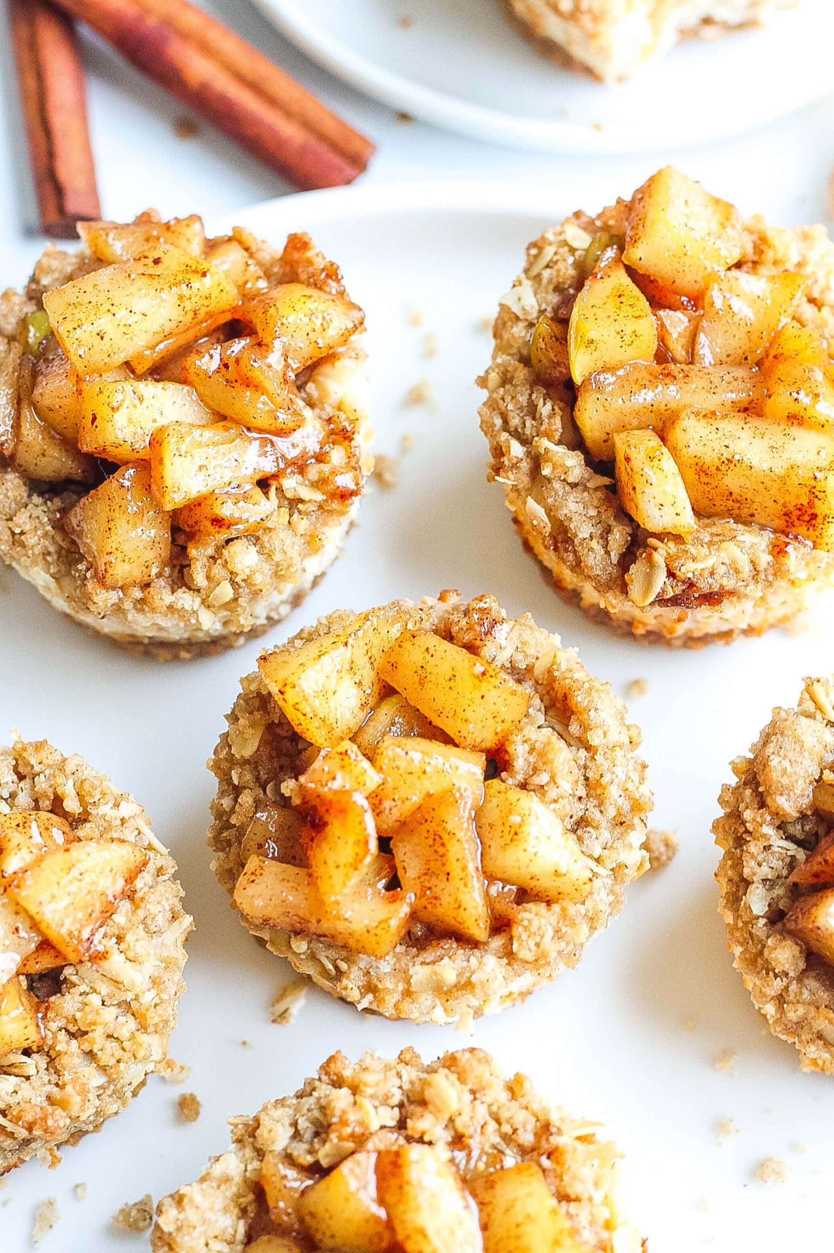 Apple Pie Cheesecake Bites with apple streusel topping
