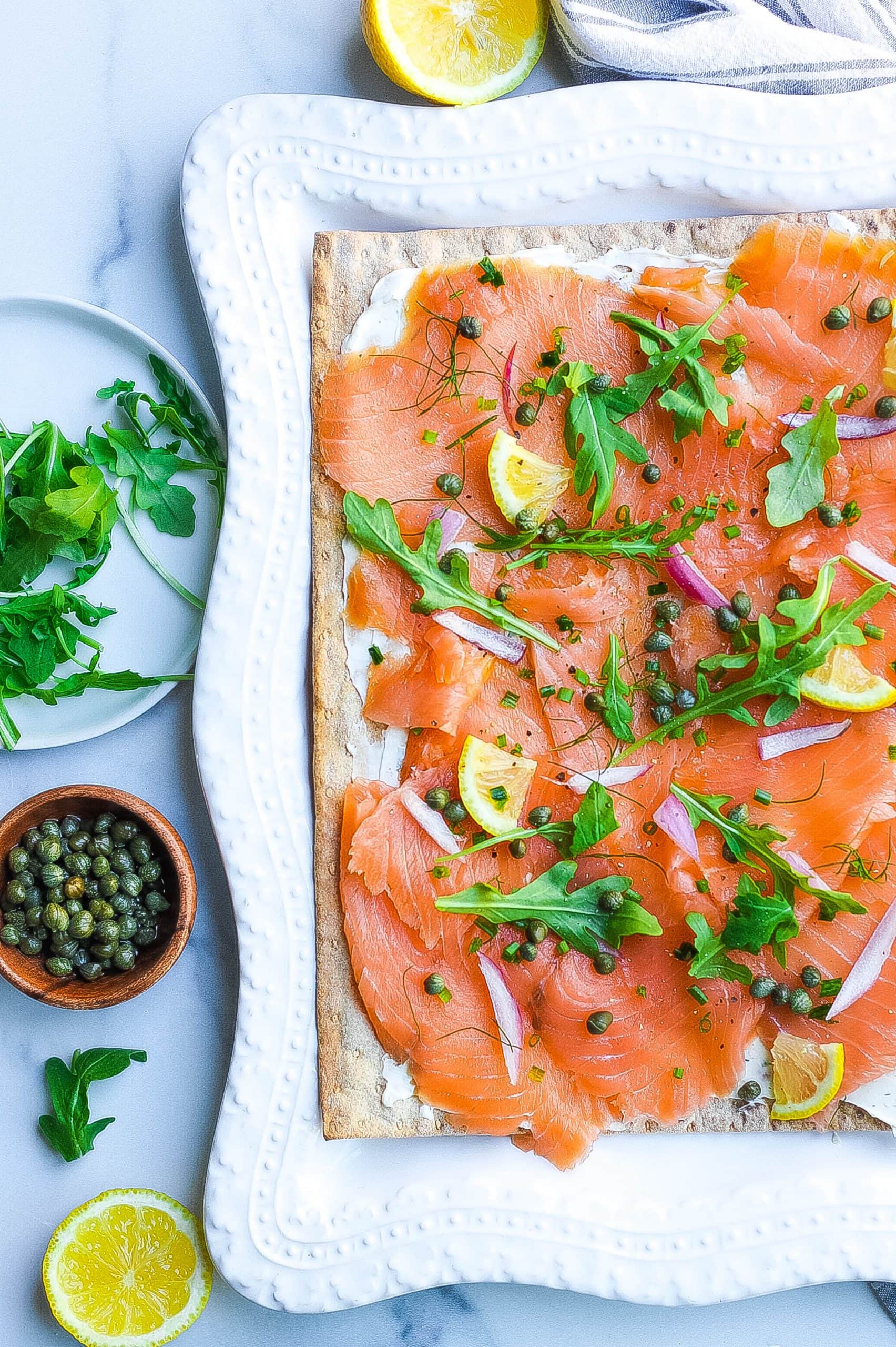 Smoked Salmon Flatbread on platter