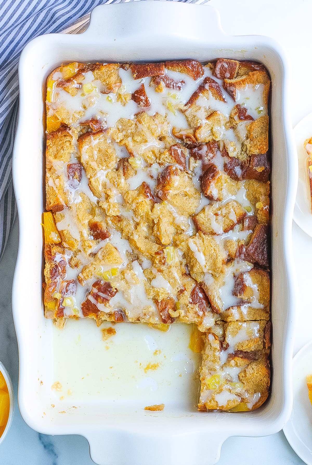 Spiced Pineapple Bread Pudding in dish