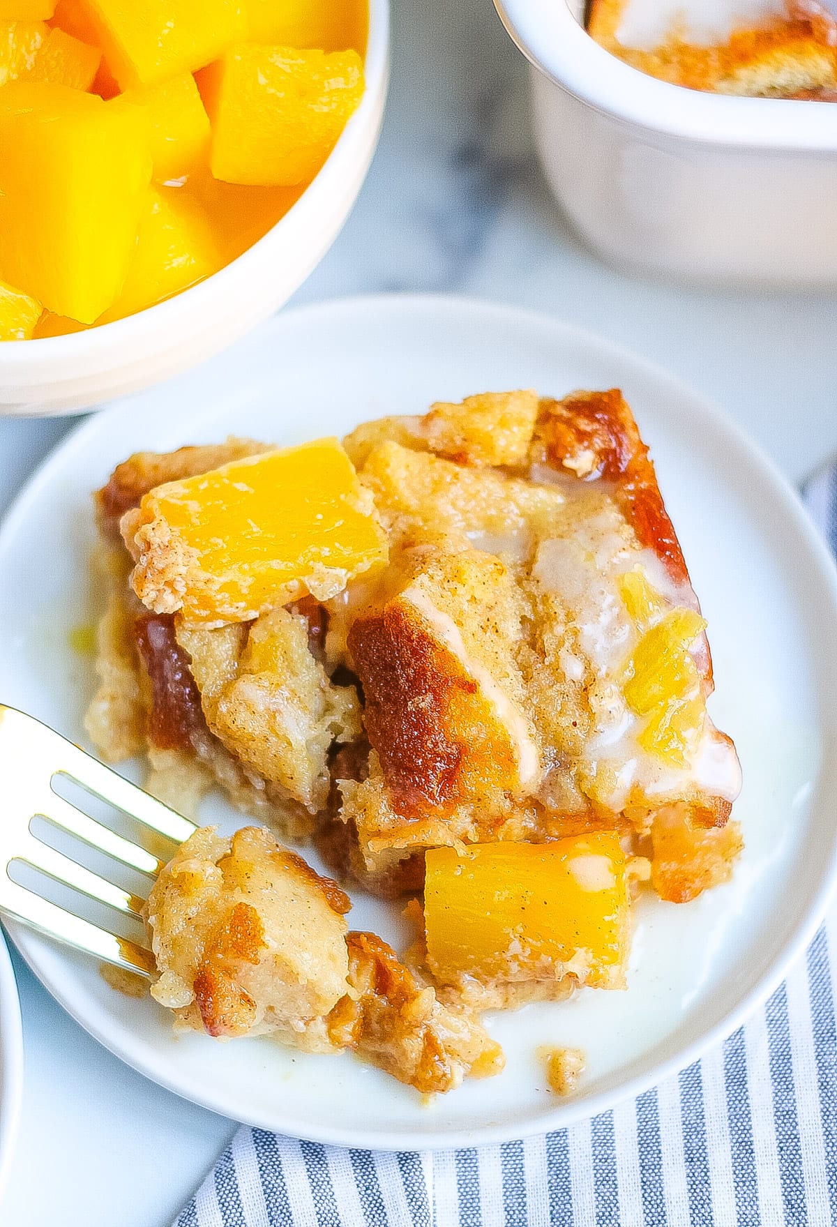 Spiced Pineapple Bread Pudding bite