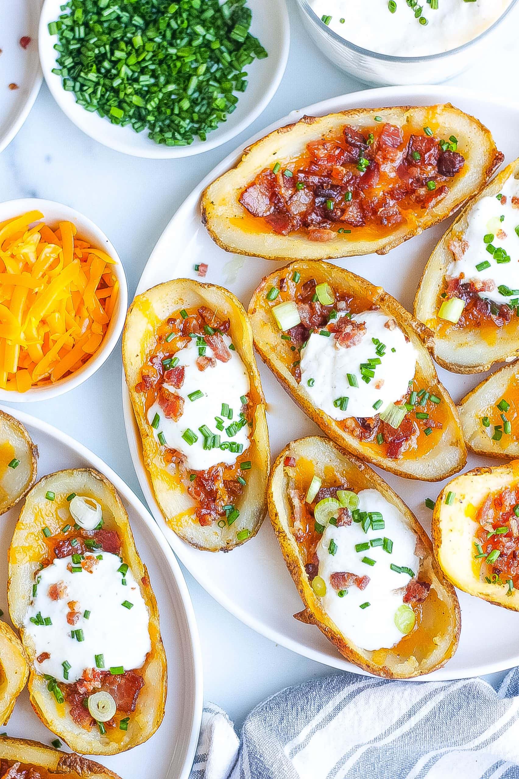 loaded potato skins with bacon