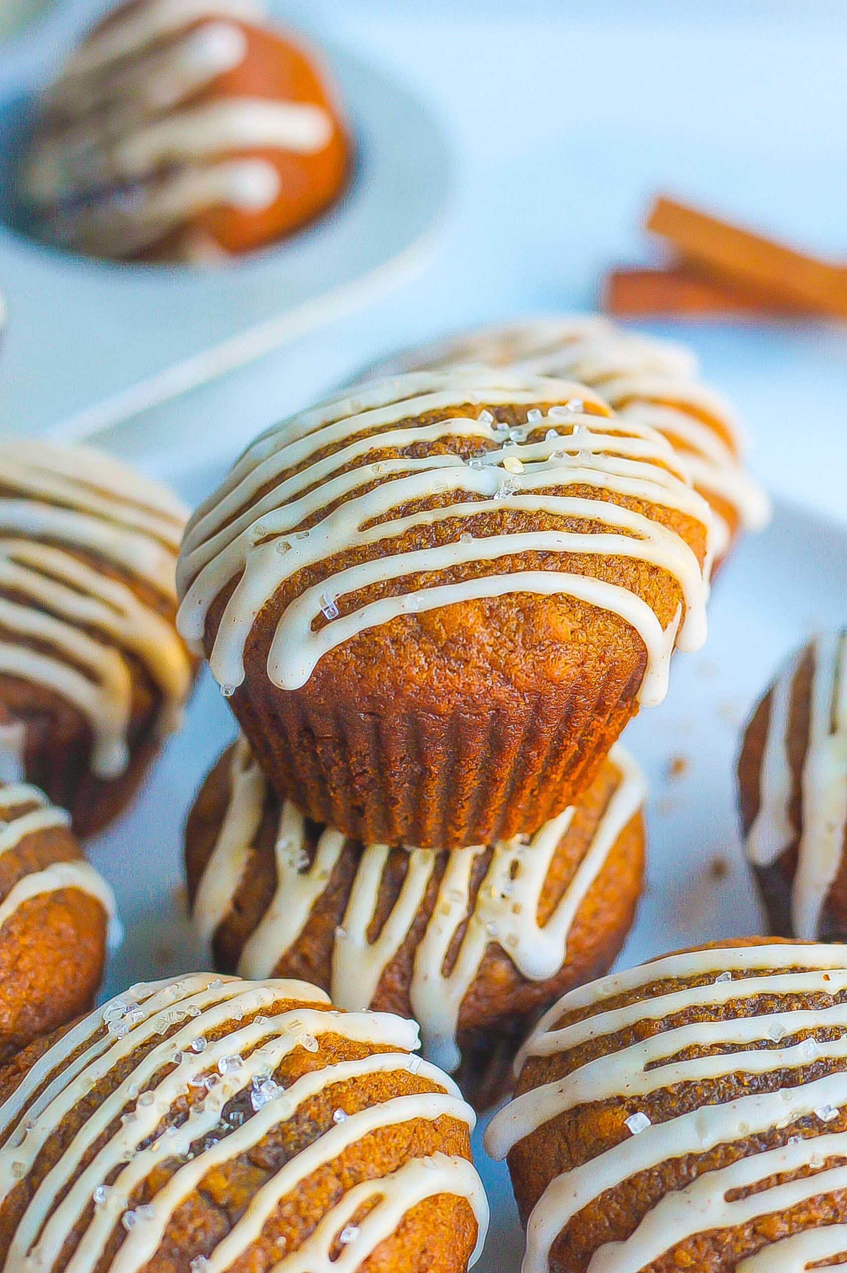 one stack of gingerbread muffins recipe with icing 