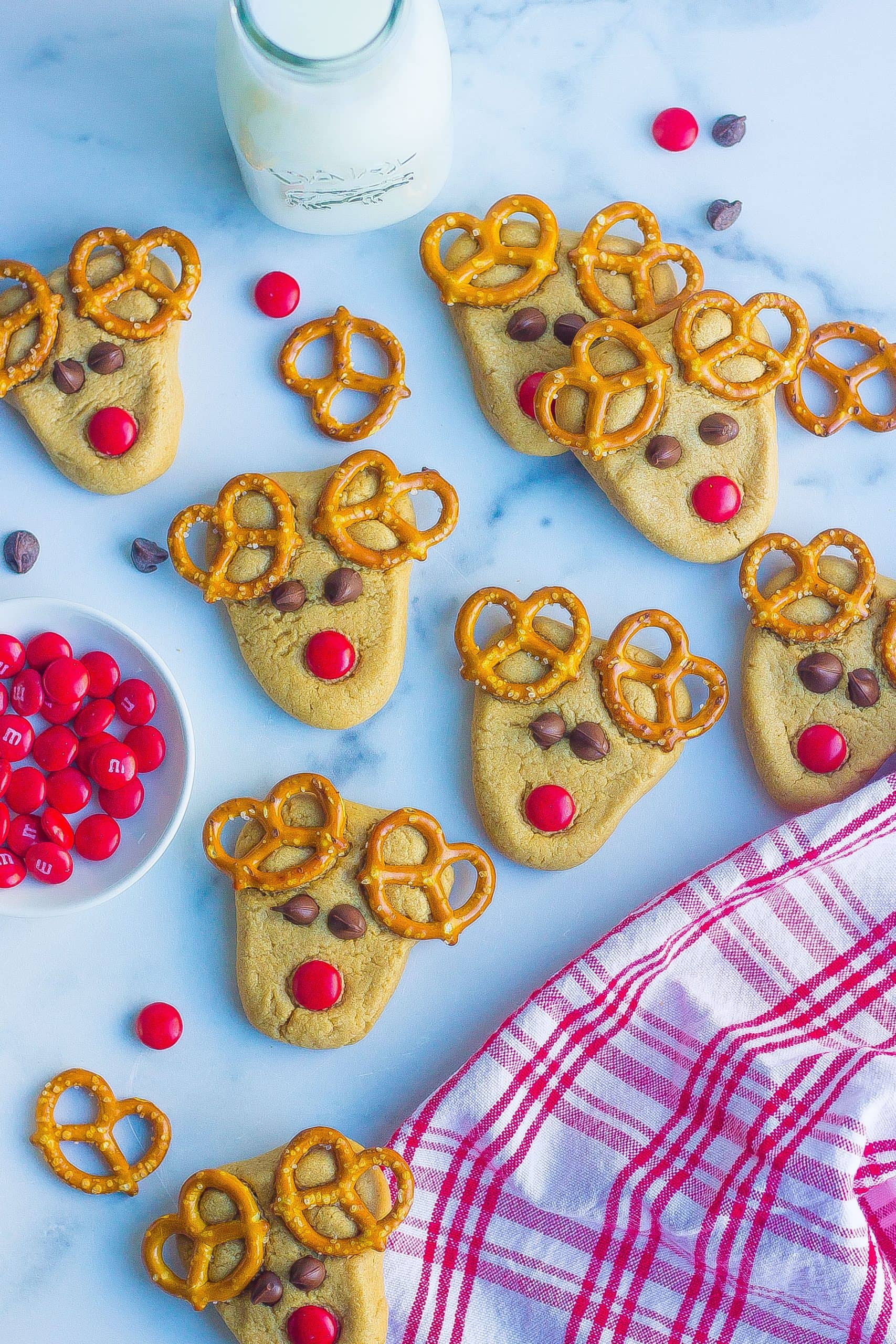 reindeer cookies on kitchen counter