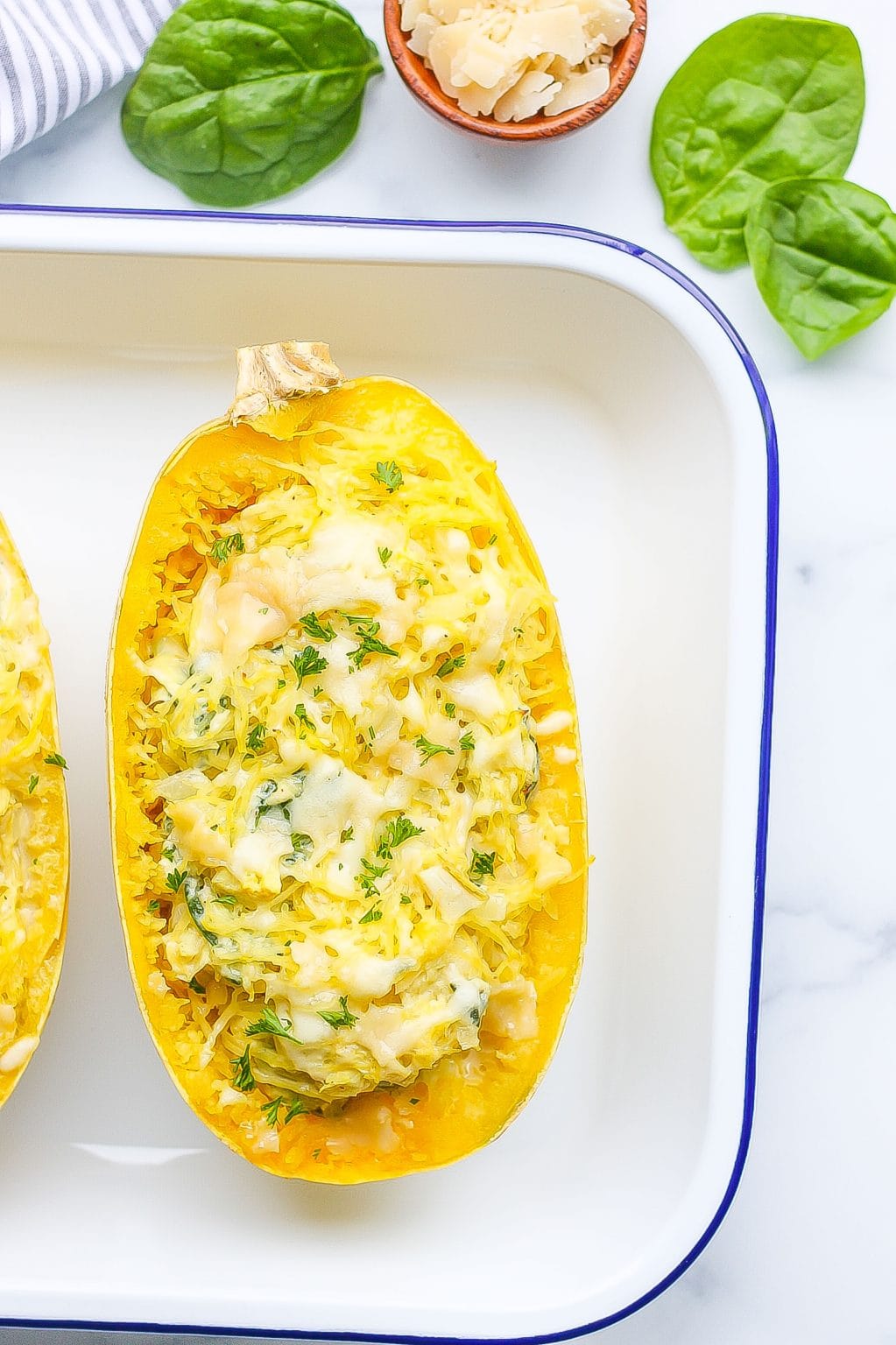 Spinach And Artichoke Stuffed Spaghetti Squash (Low-Carb And EASY)