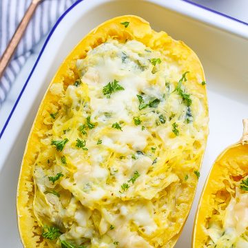 Spinach and Artichoke Stuffed Spaghetti Squash (Low-Carb and EASY)