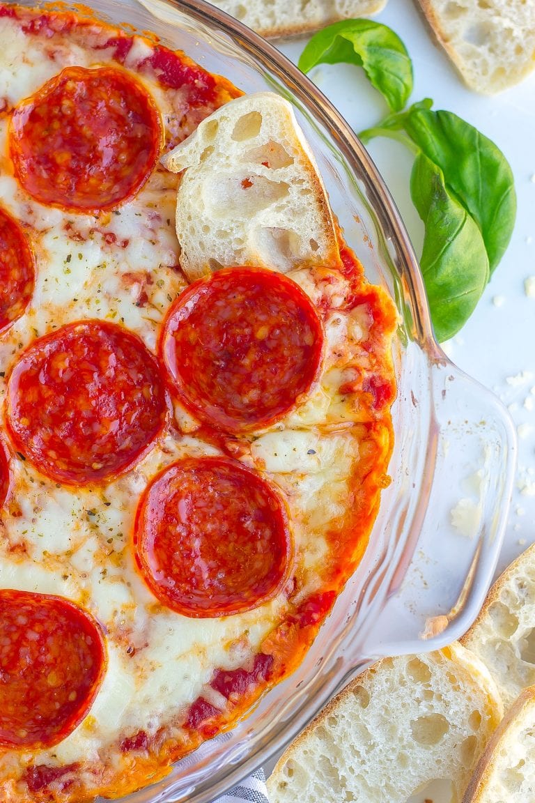 Hot Baked Pepperoni Pizza Dip (Super EASY and CHEESY)