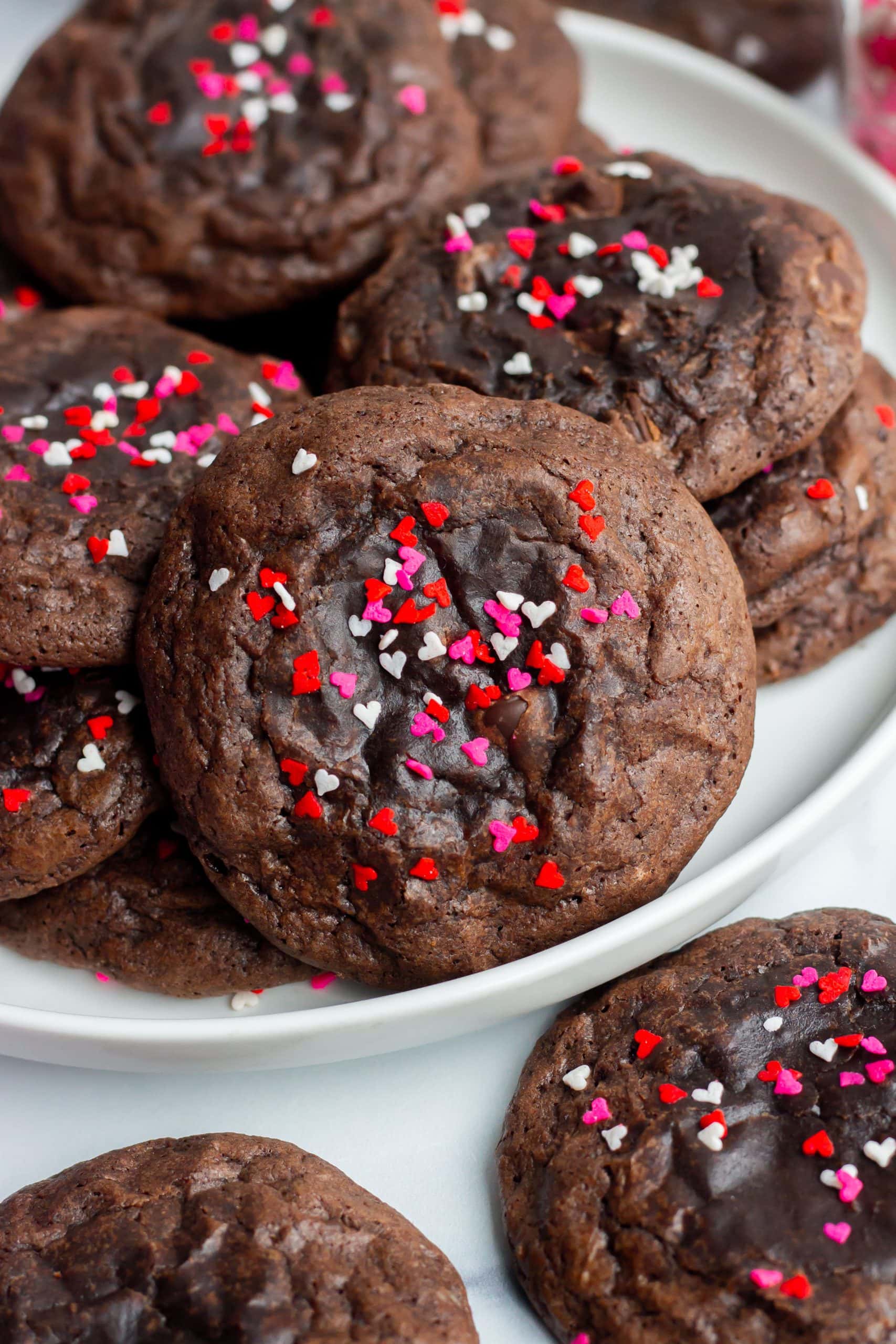 brownie cookies on a white plate