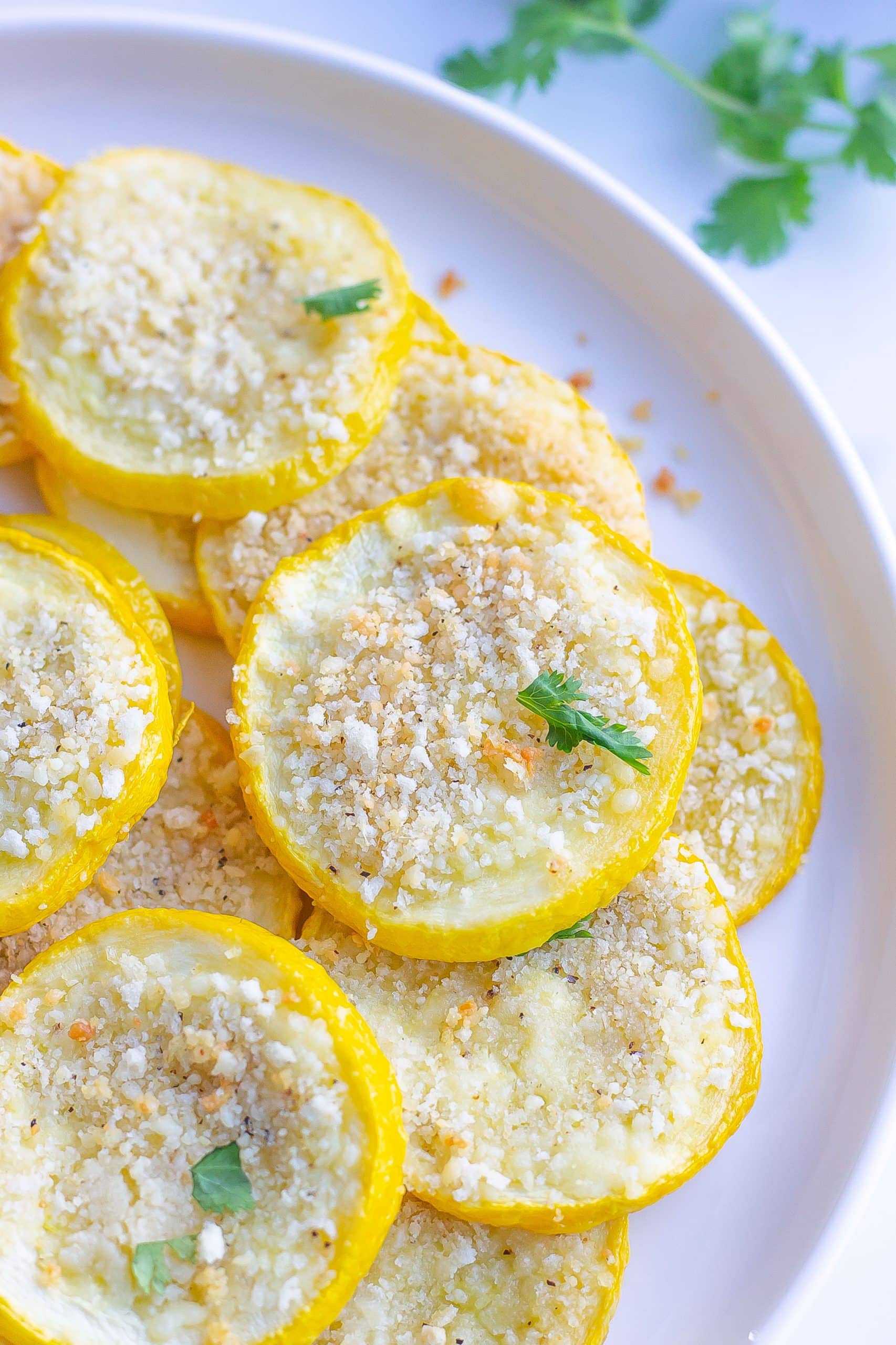 Parmesan Baked Squash on a serving plate