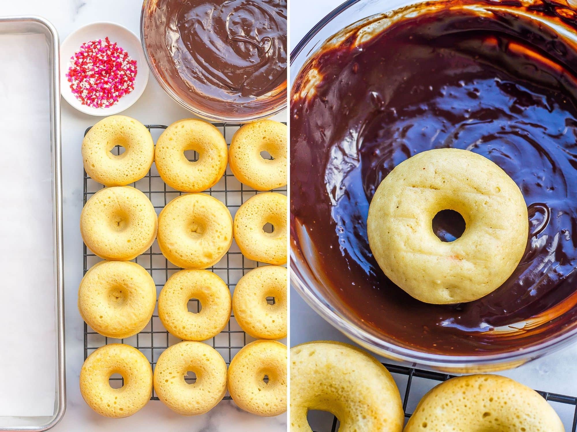 baked donuts in chocolate icing