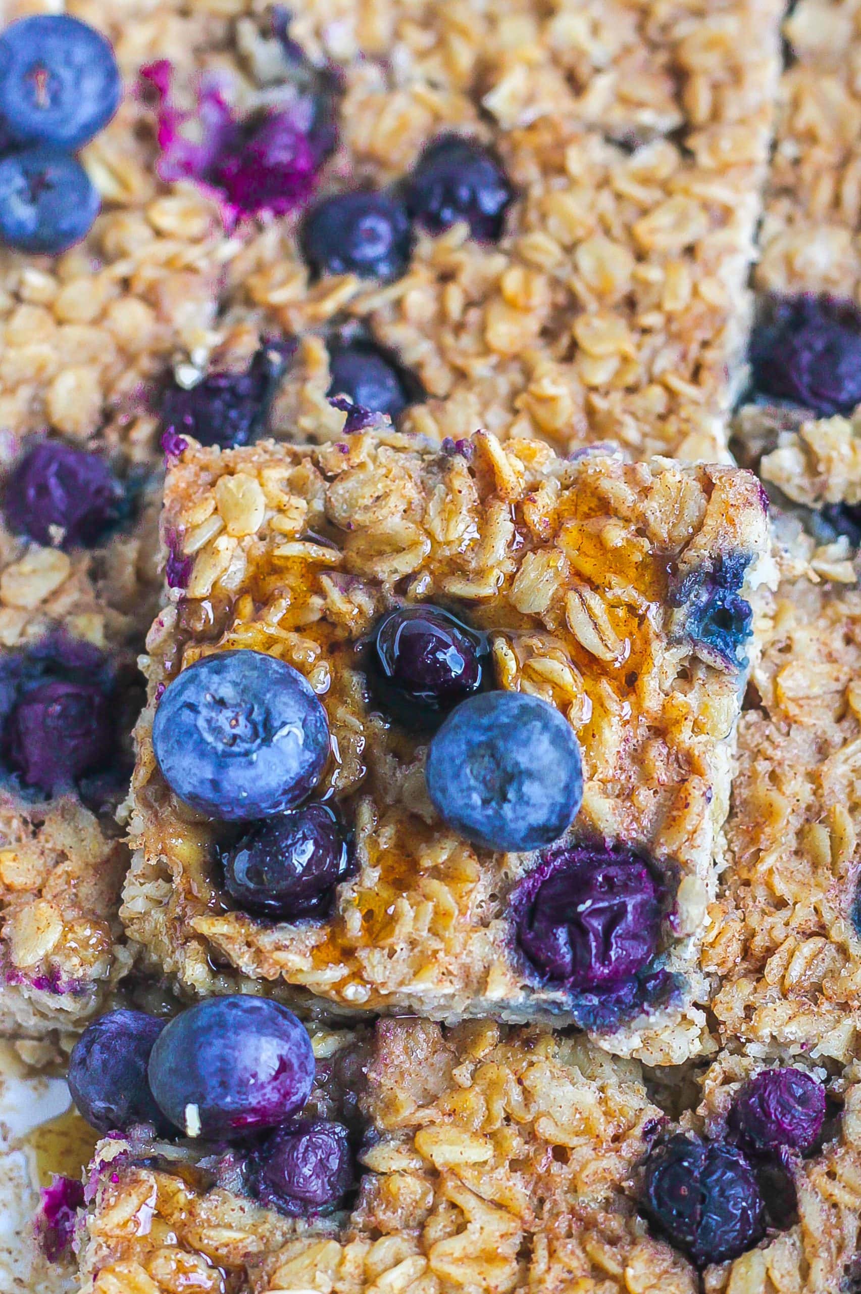 close up of blueberry oatmeal